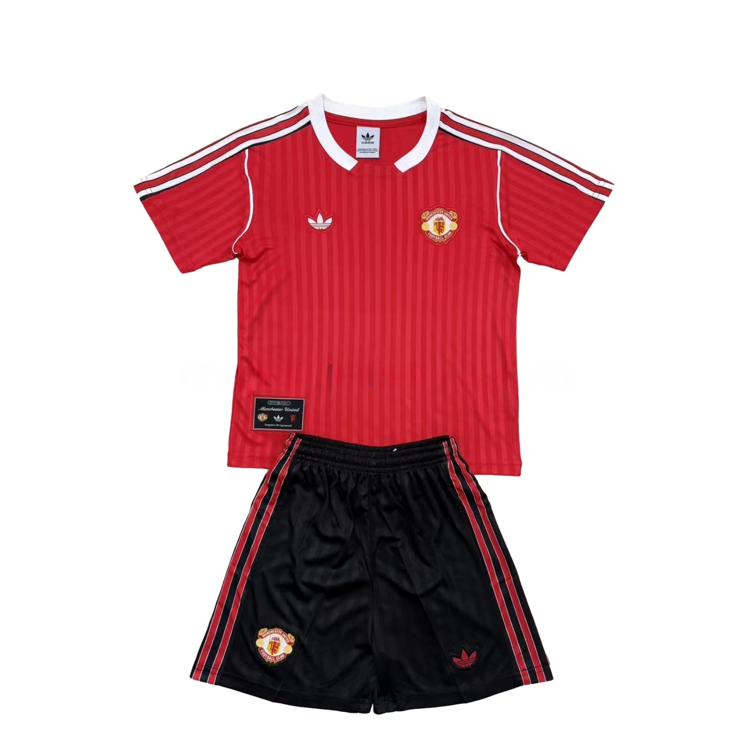 Manchester United 25-26 Red Terrace Icon Throwback Style Kids Kit - ManixJersey