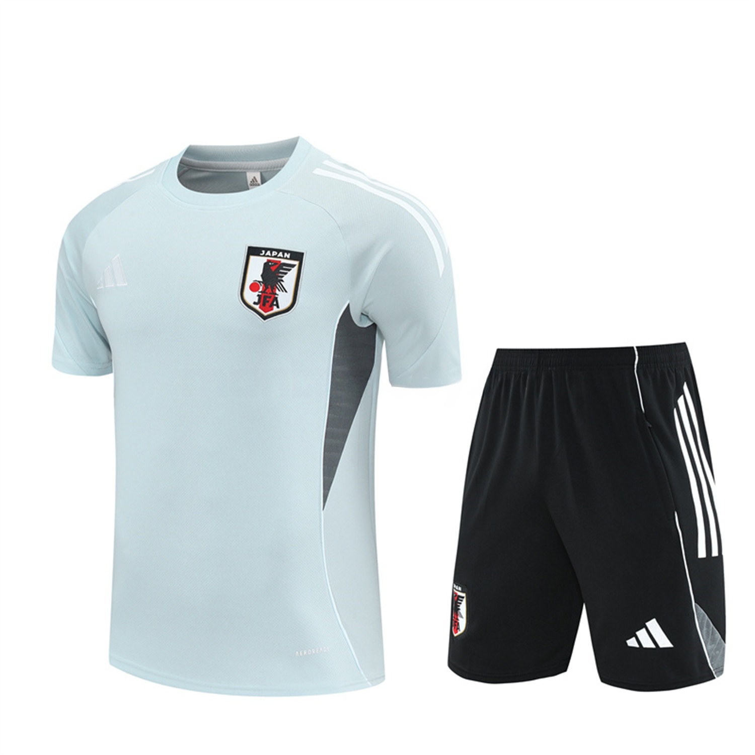 Japan 25-26 Short-Sleeve Training Set - Light Blue Top and Black Shorts - ManixJersey