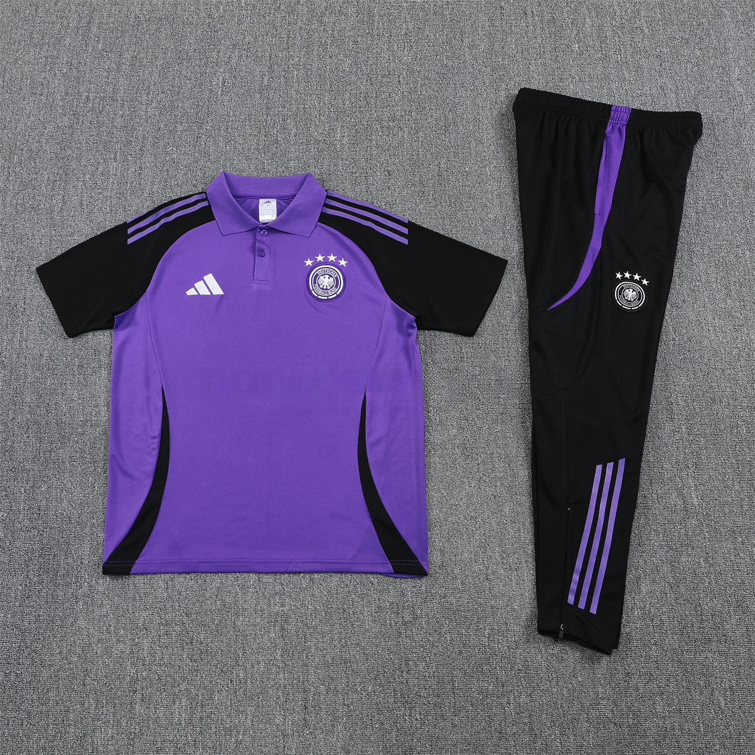 Germany 25-26 POLO Short-Sleeve Training Set - Purple Top Black Pants - ManixJersey