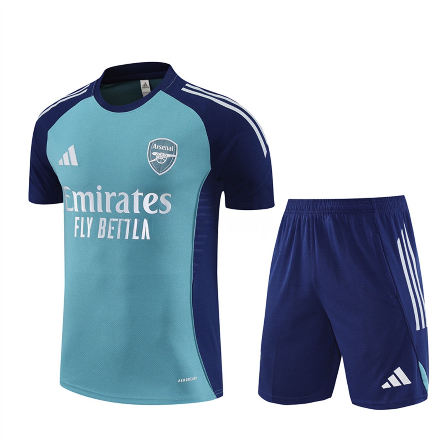 Arsenal 25-26 Short-Sleeve Training Set - Green Top and Deep Blue Shorts - ManixJersey