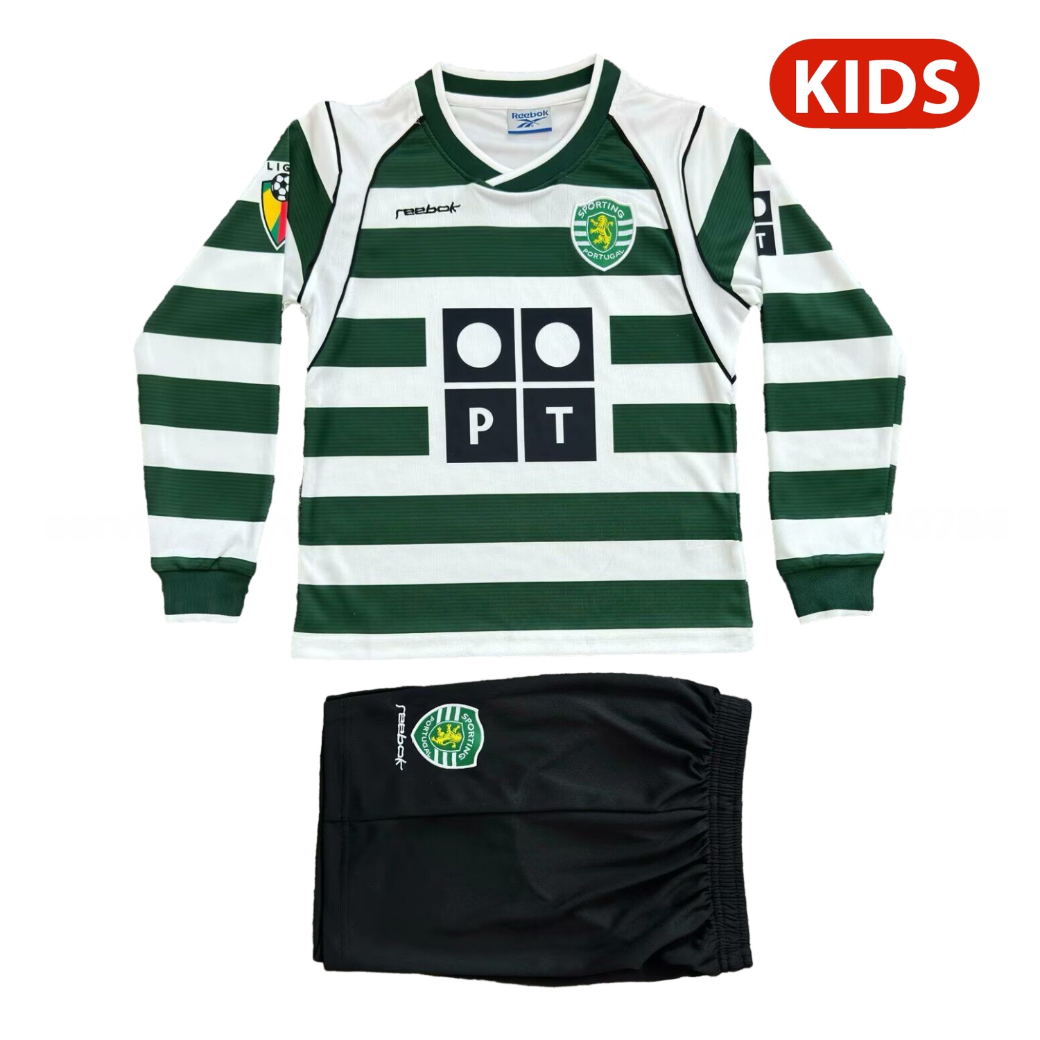 Retro Sporting CP 2002-03 Home Long Sleeves Kids Kit - ManixJersey