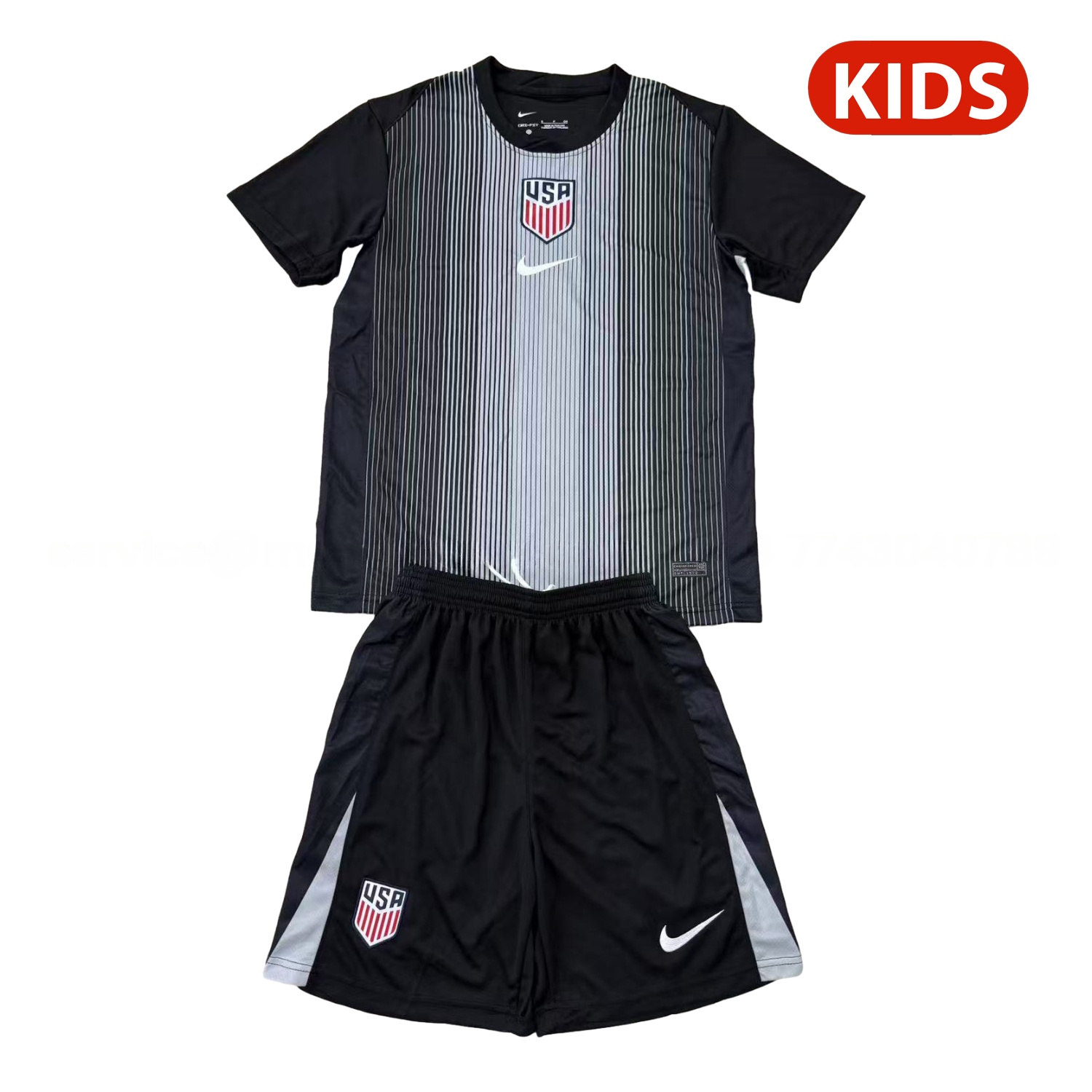 United States USA 25-26 Black Goalkeeper Kids Kit - ManixJersey