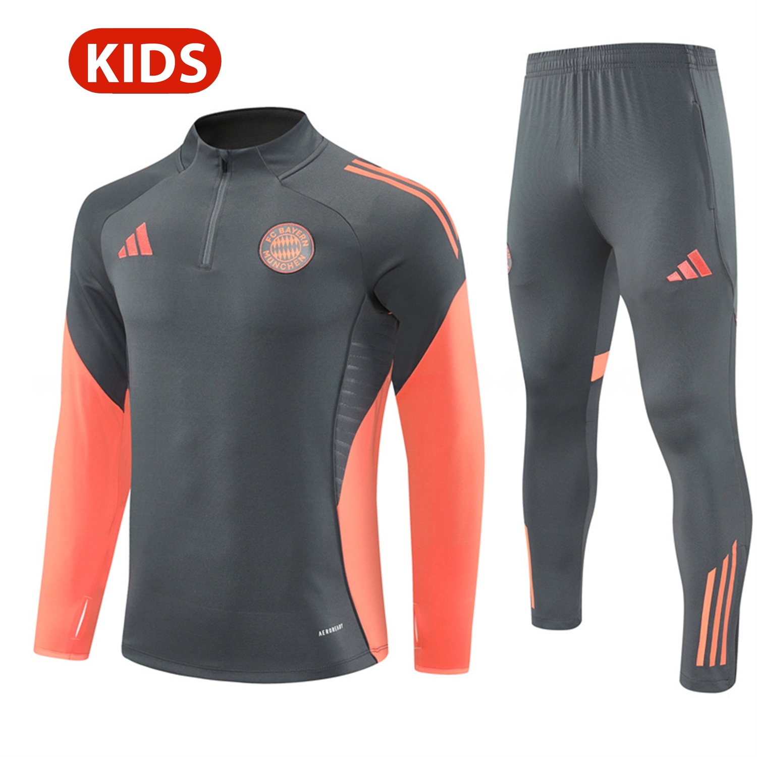 Bayern Munich 25-26 Kids Long Sleeves Training Set - Dark Grey Top & Pants - ManixJersey