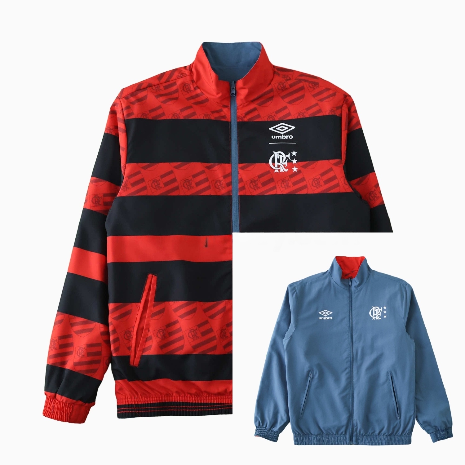 Flamengo 24-25 Double Sided Reversible Windbreaker - Red & Blue - ManixJersey