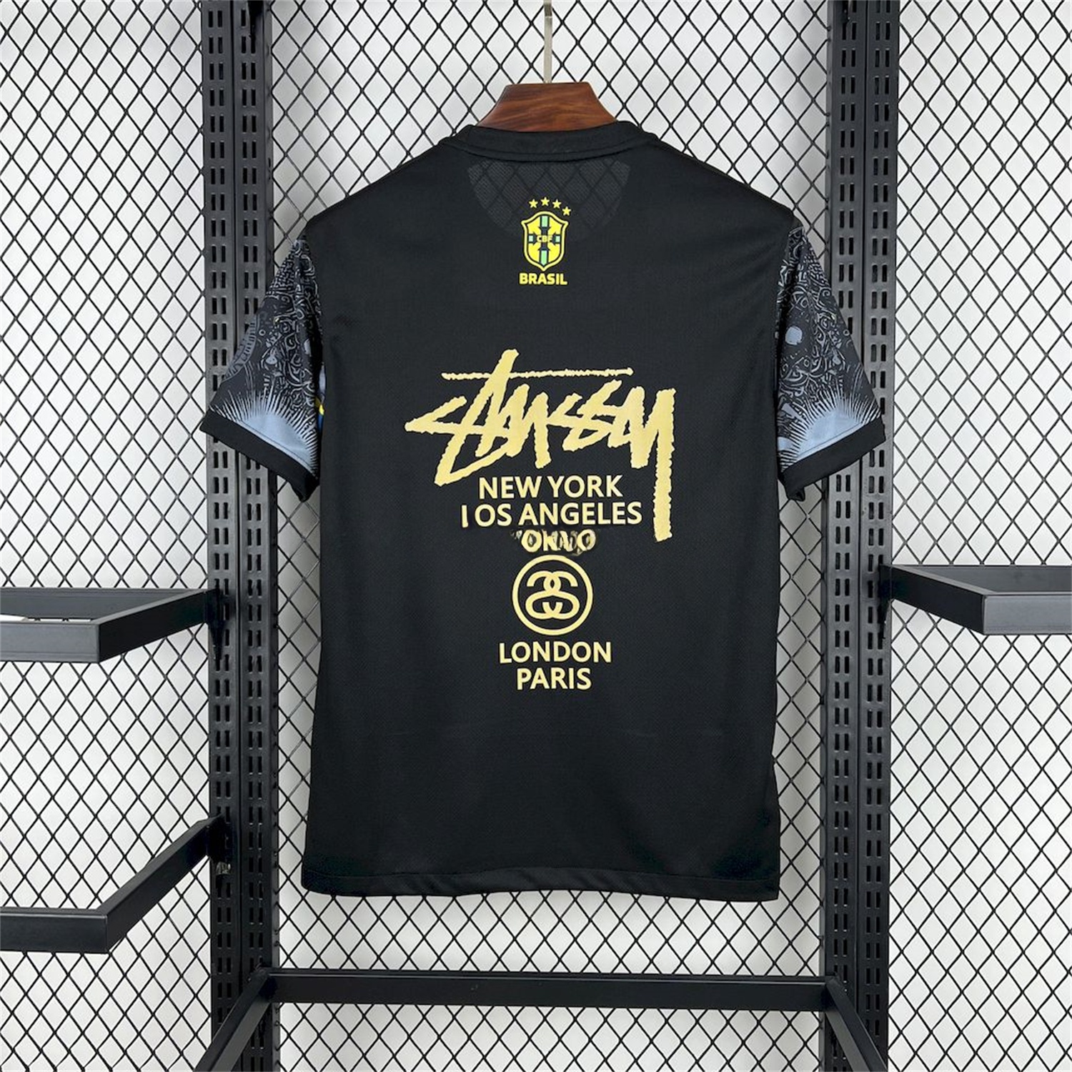 Brazil 2024-25 X STUSSY Black Christ the Redeemer Statue Jersey - Fans Version - ManixJersey