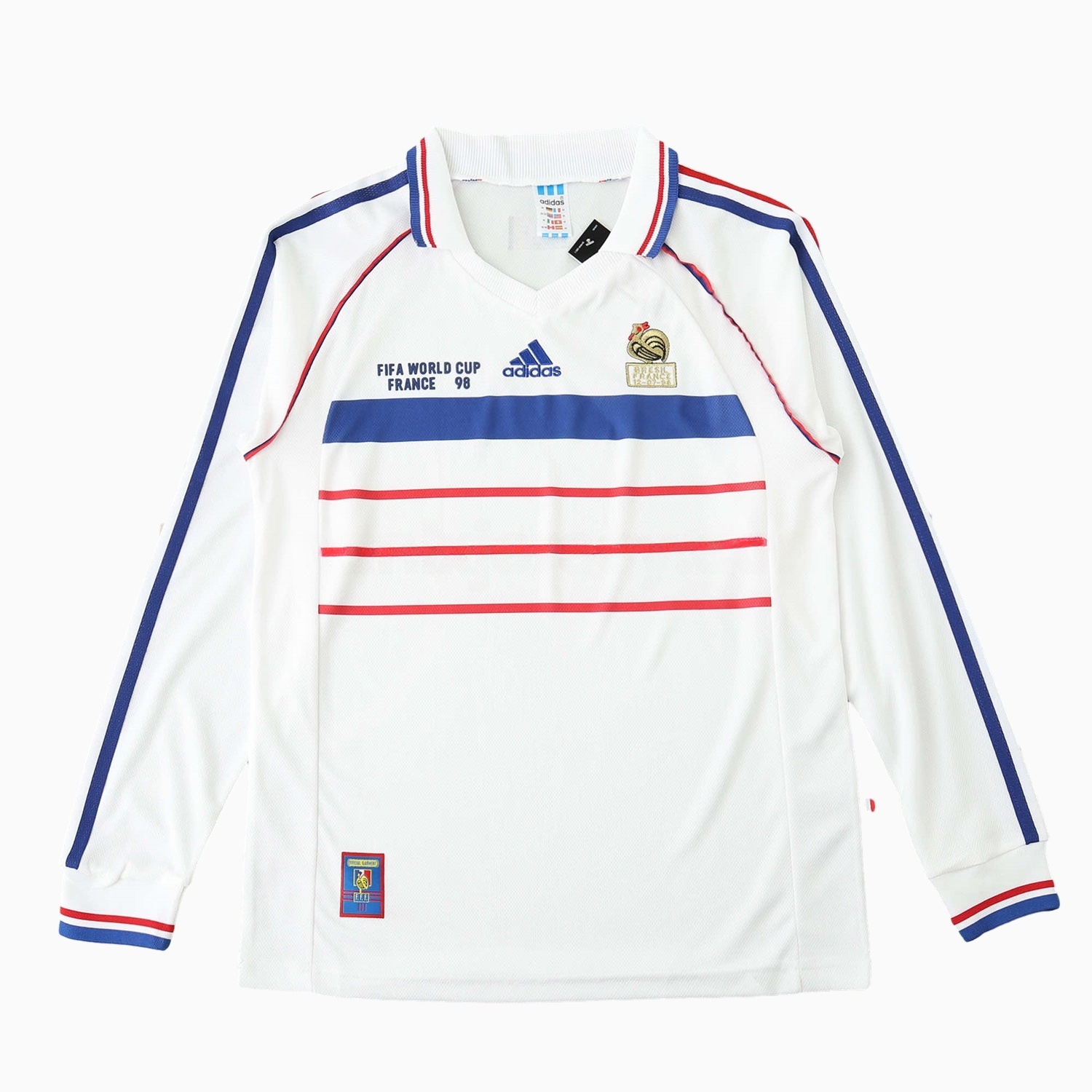 Retro France 1998 Away Long Sleeves Jersey (with 1998 World Cup mark on right chest) - ManixJersey