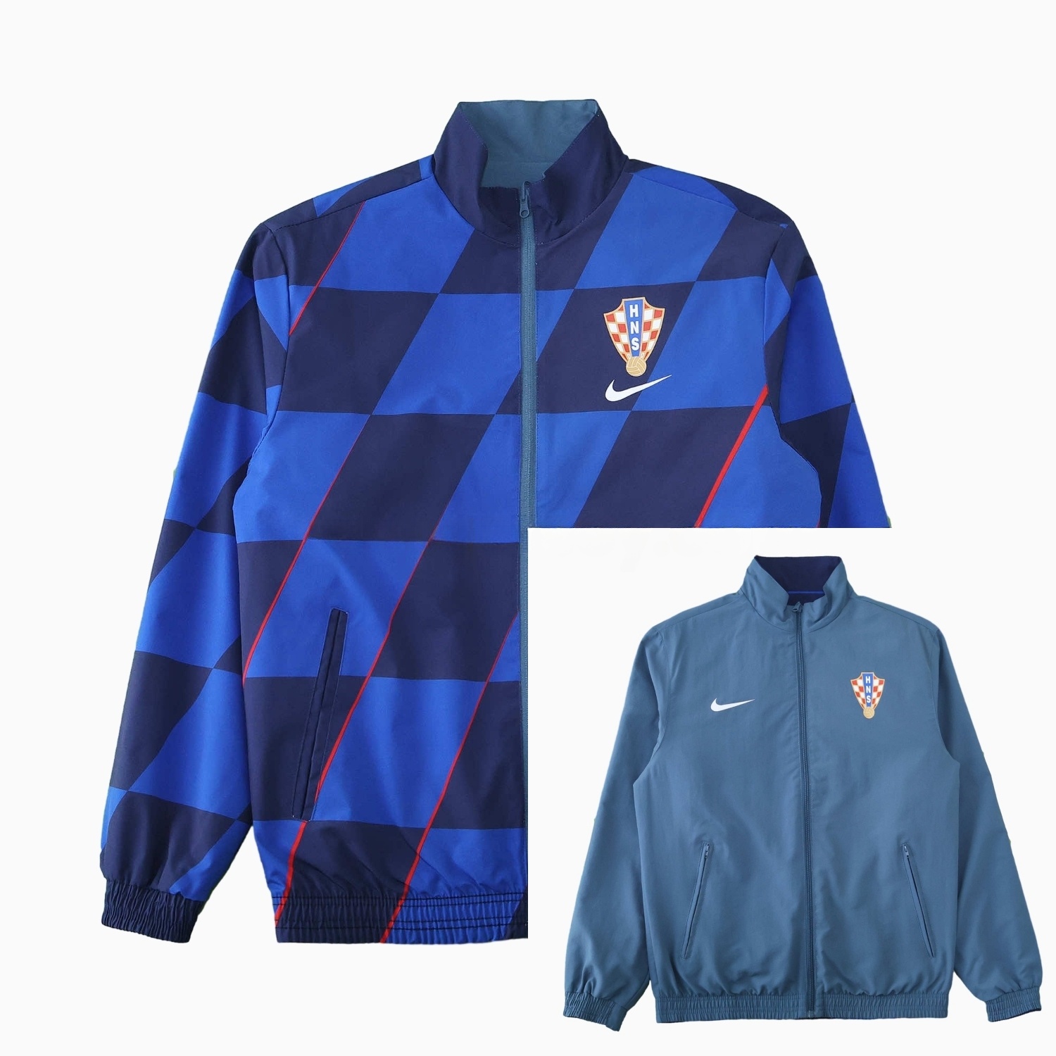 Croatia 24-25 Away Style Double Sided Reversible Windbreaker - Blue - ManixJersey