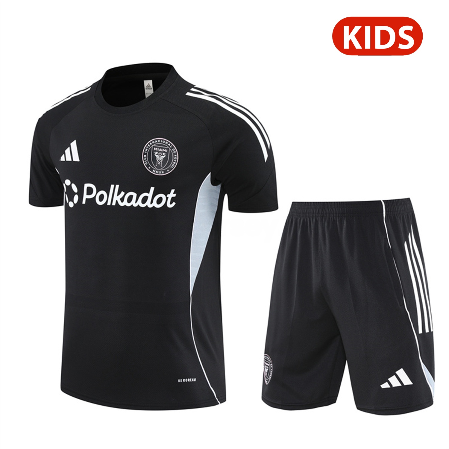 INT M.A.M 25-26 Kids Short-Sleeve Training Set - Black Top and Shorts - ManixJersey