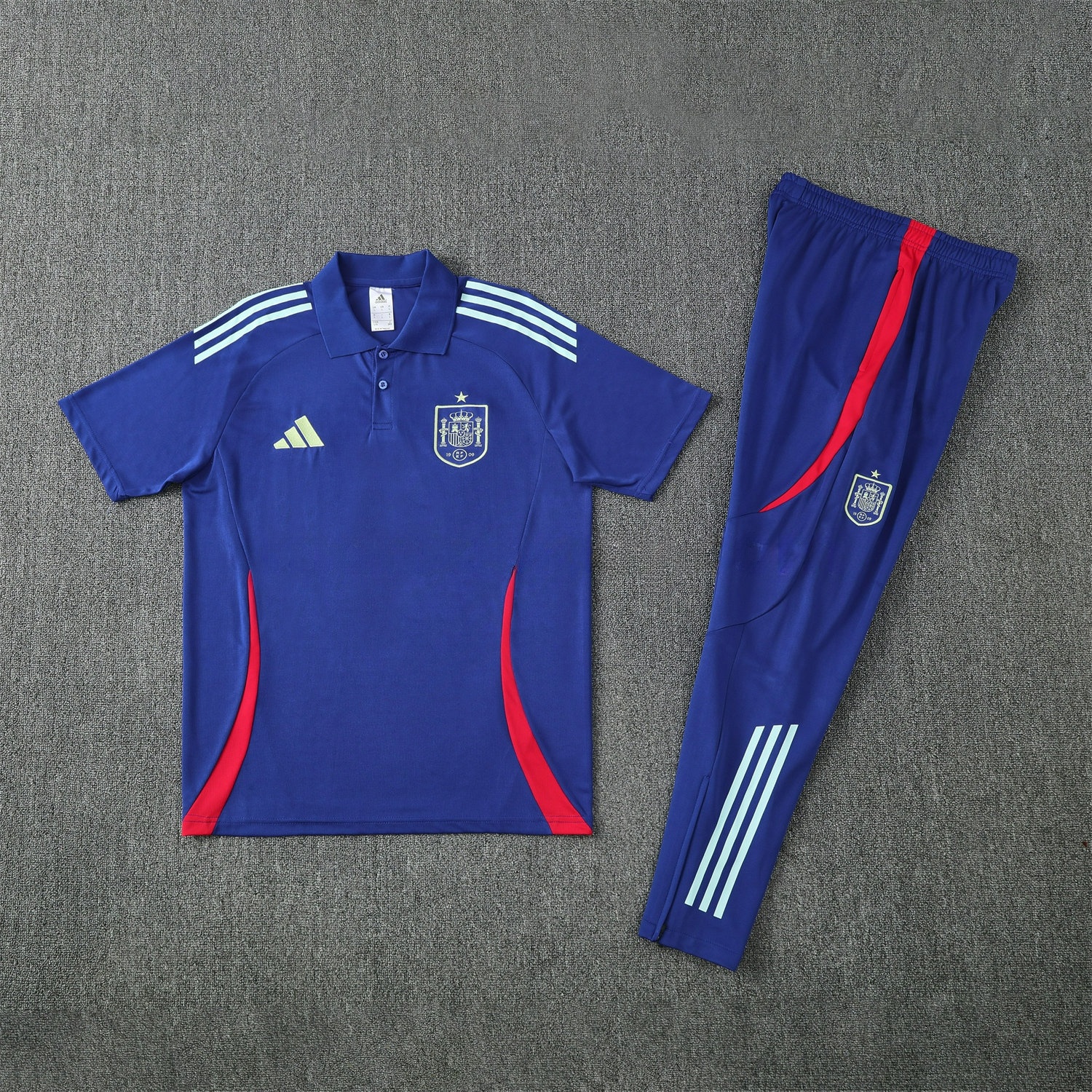 Spain 25-26 POLO Short-Sleeve Training Set - Royal Blue Top and Pants - ManixJersey