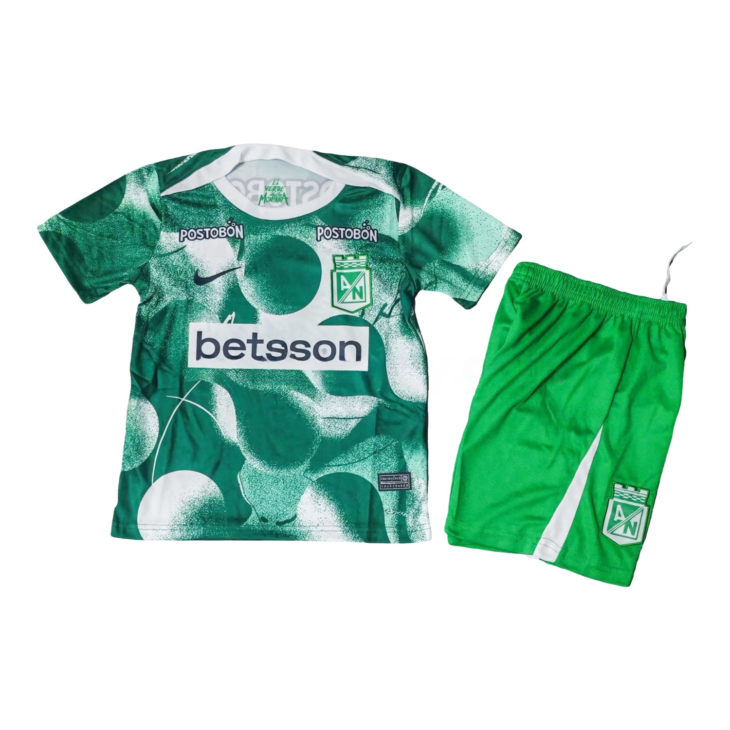Atlético Nacional 25-26 Pre-Match Training Green Kids Kit - ManixJersey