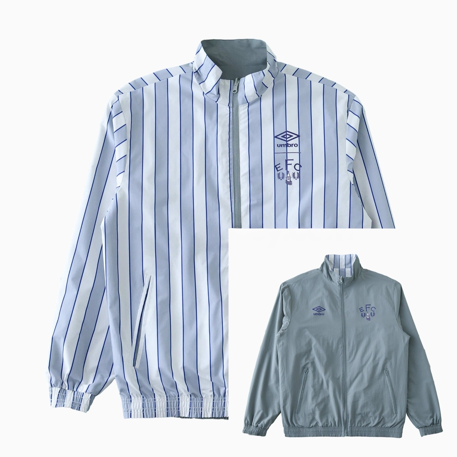 Everton 1988-89 Retro Style Double Sided Reversible Windbreaker - White & Grey - ManixJersey