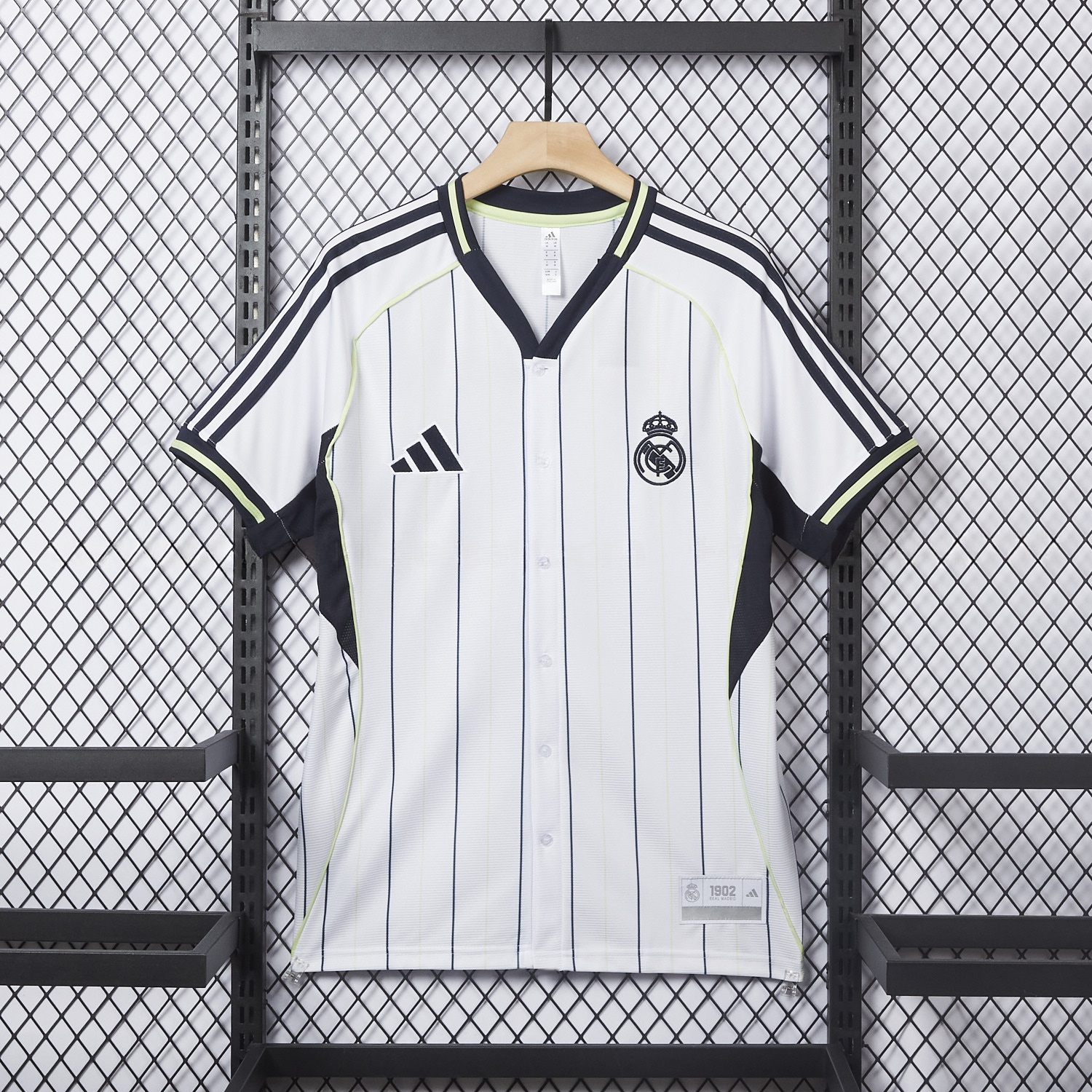 Real Madrid 25-26 White Baseball Jersey with Black Stripes - ManixJersey
