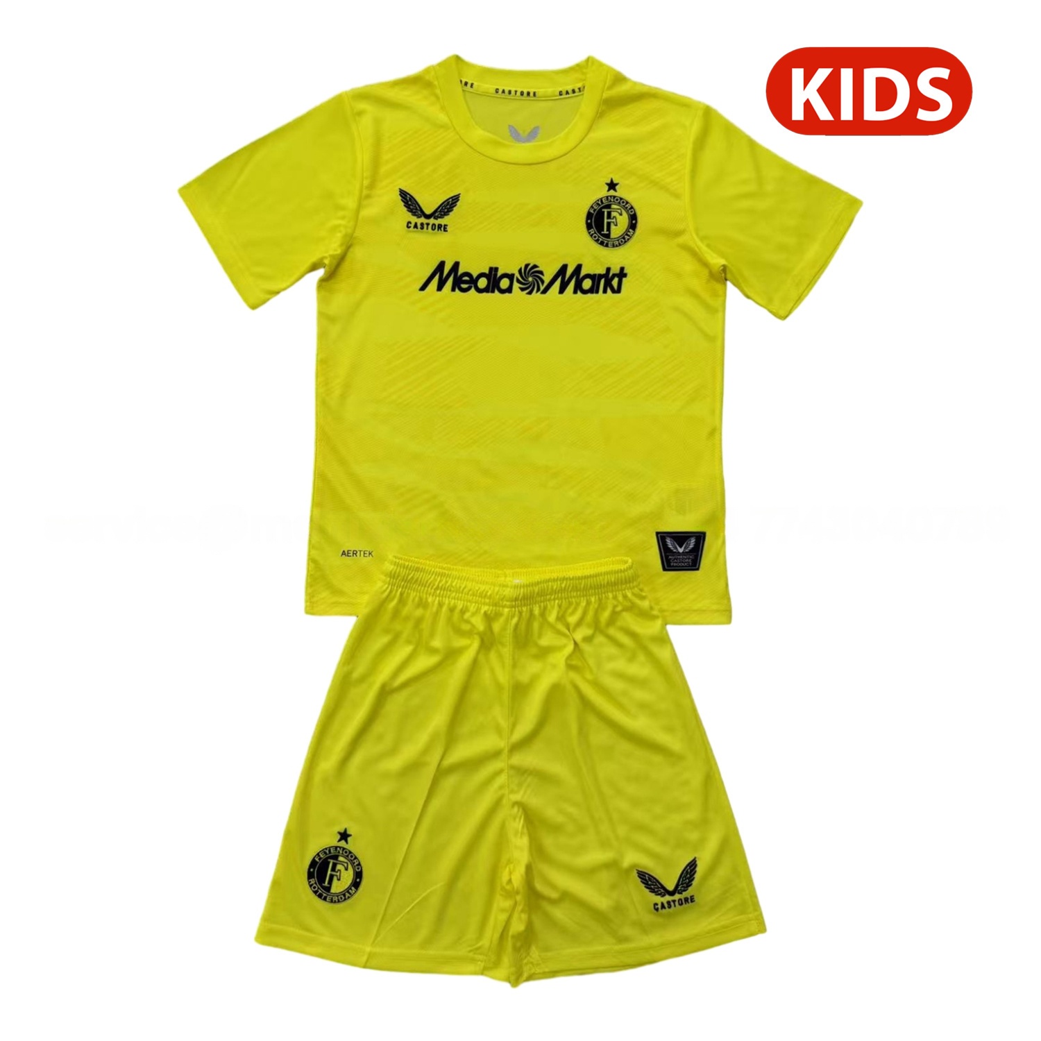 Feyenoord 25-26 Yellow Goalkeeper Kids Kit - ManixJersey