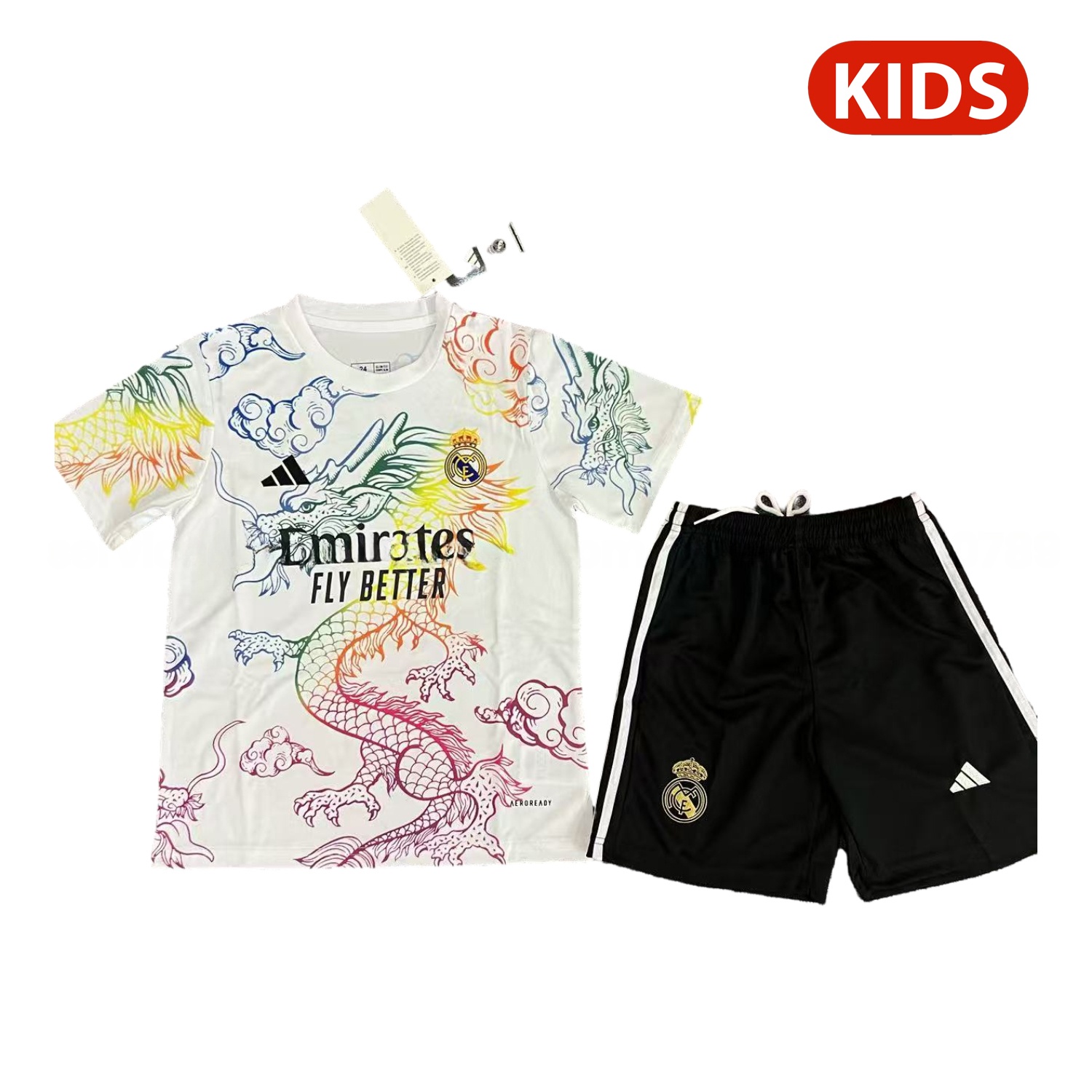 Real Madrid 25-26 Colorful Dragon White Special Kids Kit - ManixJersey