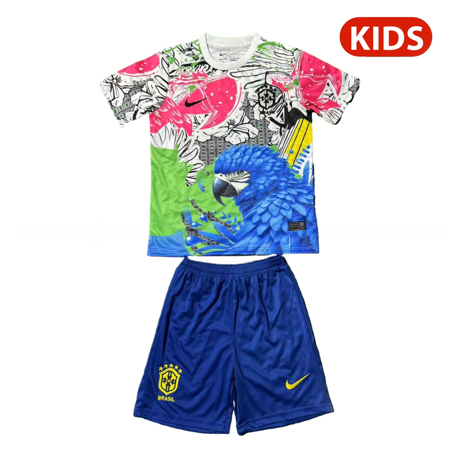 Brazil 25-26 Red Parrot Special Kids Kit - ManixJersey