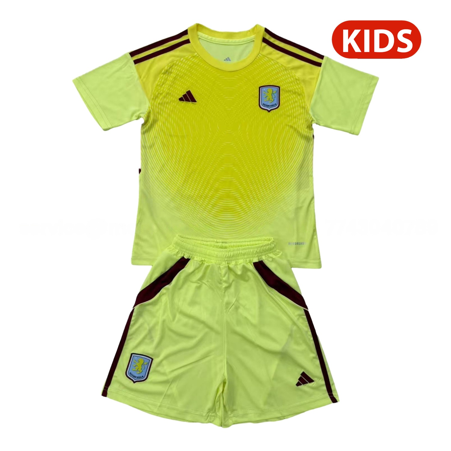 Aston Villa 25-26 Yellow Unsponsored Goalkeeper Kids Kit - ManixJersey