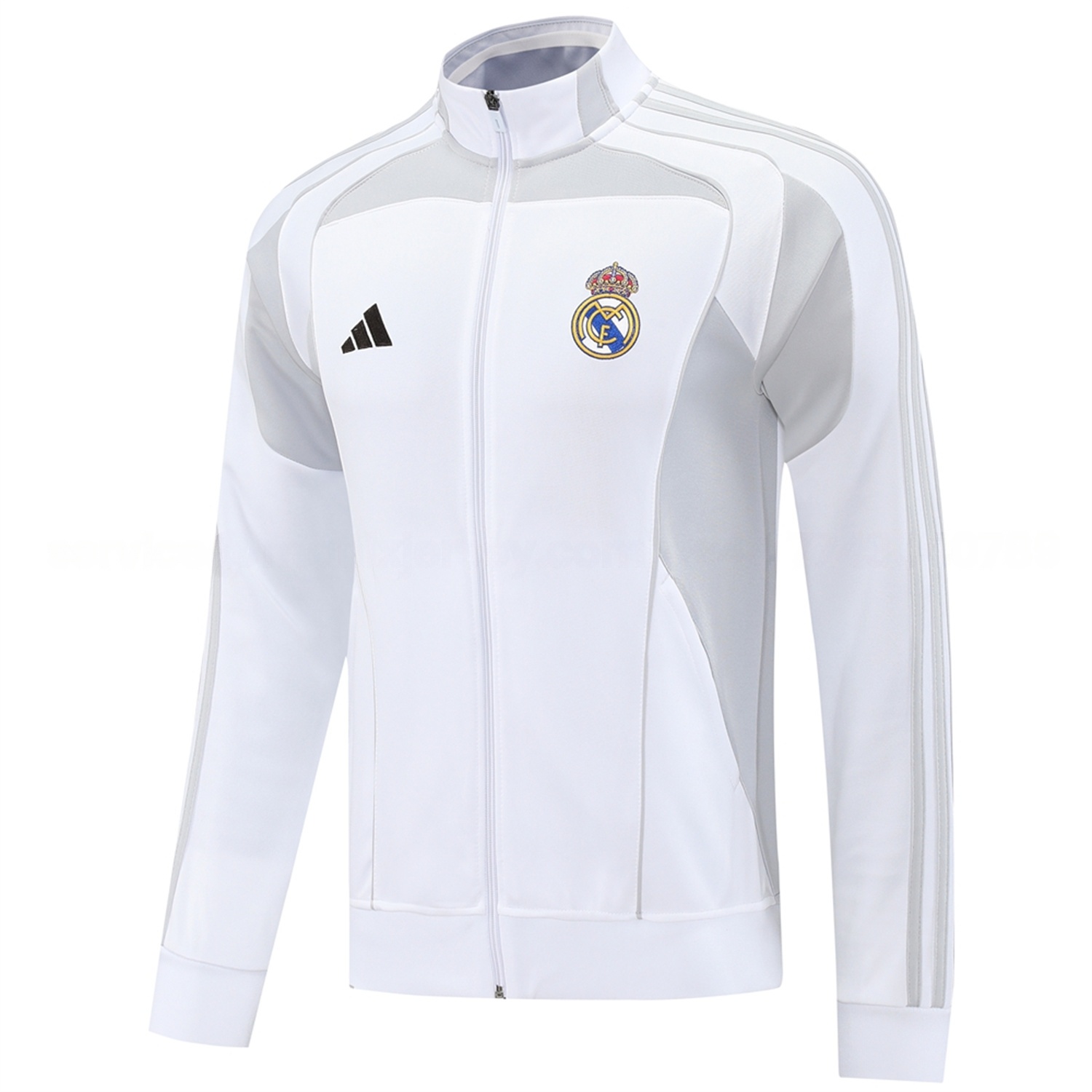 Real Madrid 25-26 Jacket Training Tracksuit - White Jackets & Light Grey Pants - ManixJersey