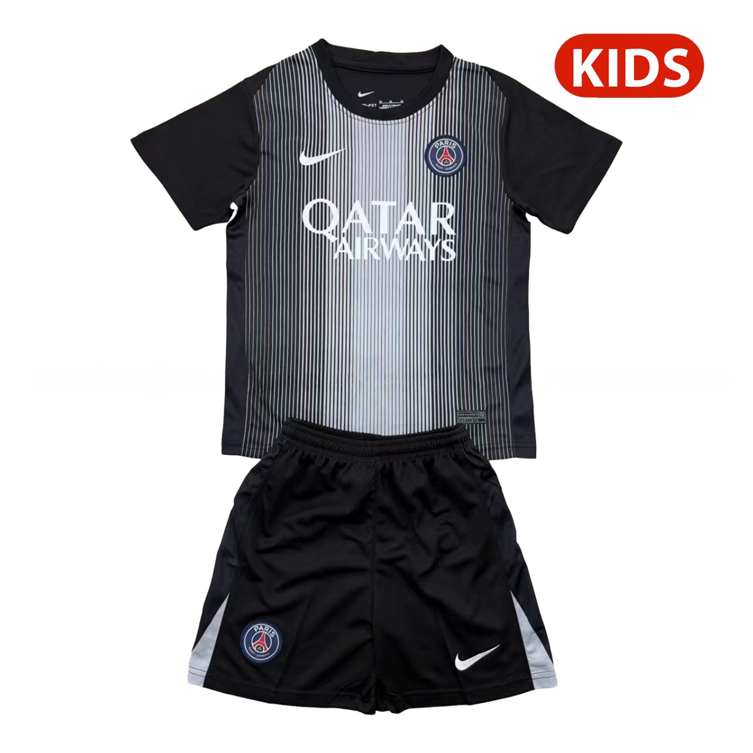Paris Saint-Germain PSG 25-26 Black Goalkeeper Kids Kit - ManixJersey