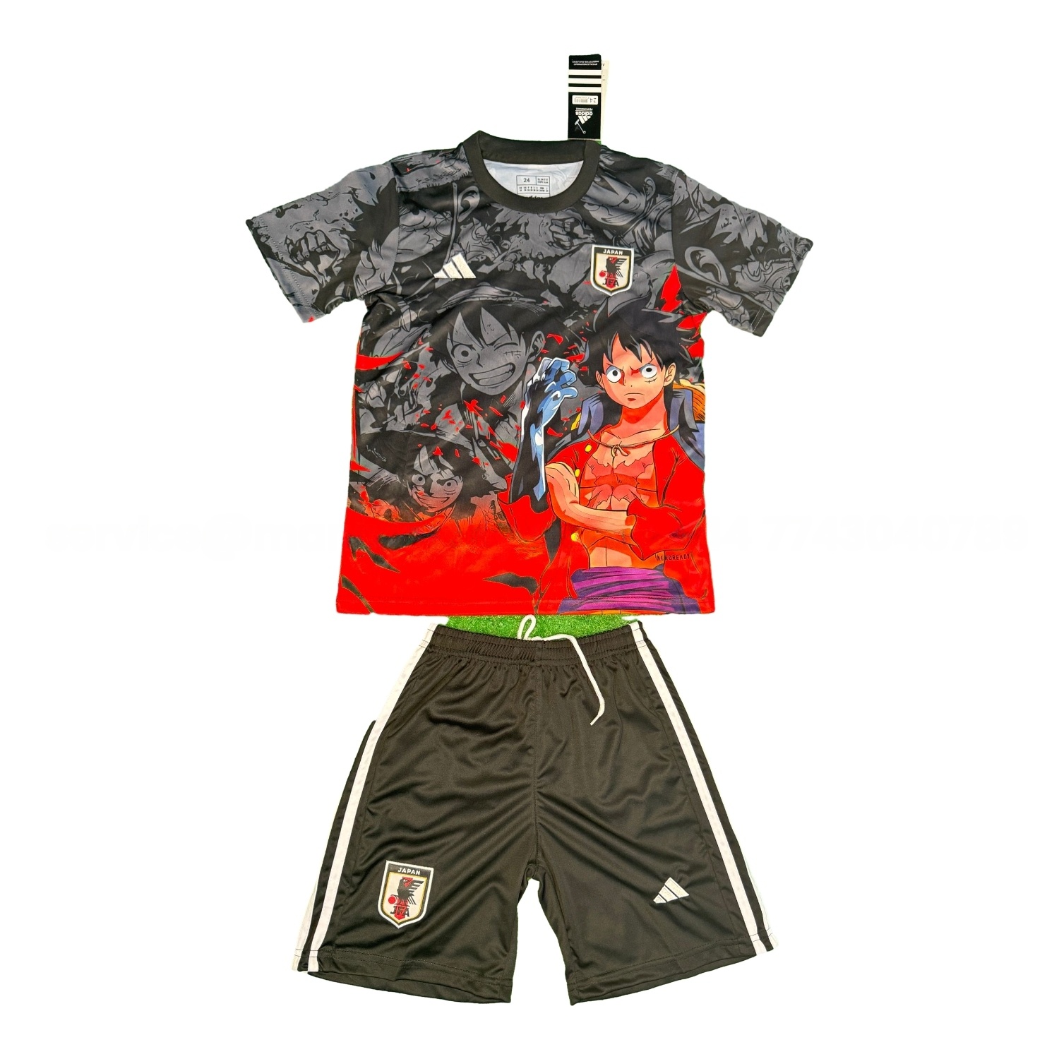 Japan 25-26 Luffy's Steel Arm Black & Red Special Kids Kit - ManixJersey