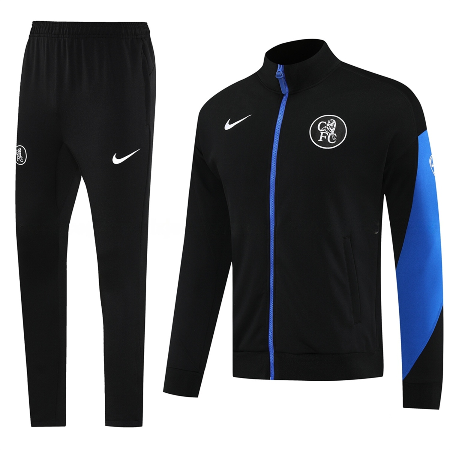 C.H.E.L.S.E.A 25-26 Jacket Training Tracksuit with Throwback Badge - Black Jackets & Pants - ManixJersey