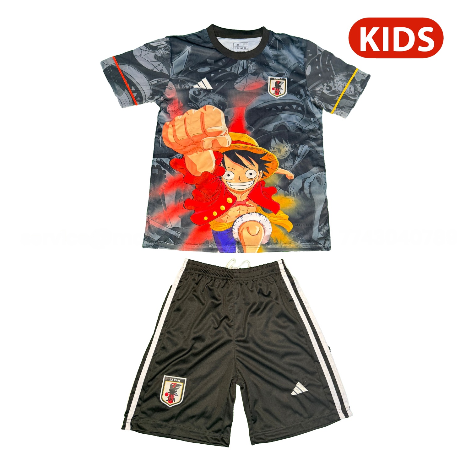 Japan 25-26 Red Luffy Fist Black Special Kids Kit - ManixJersey