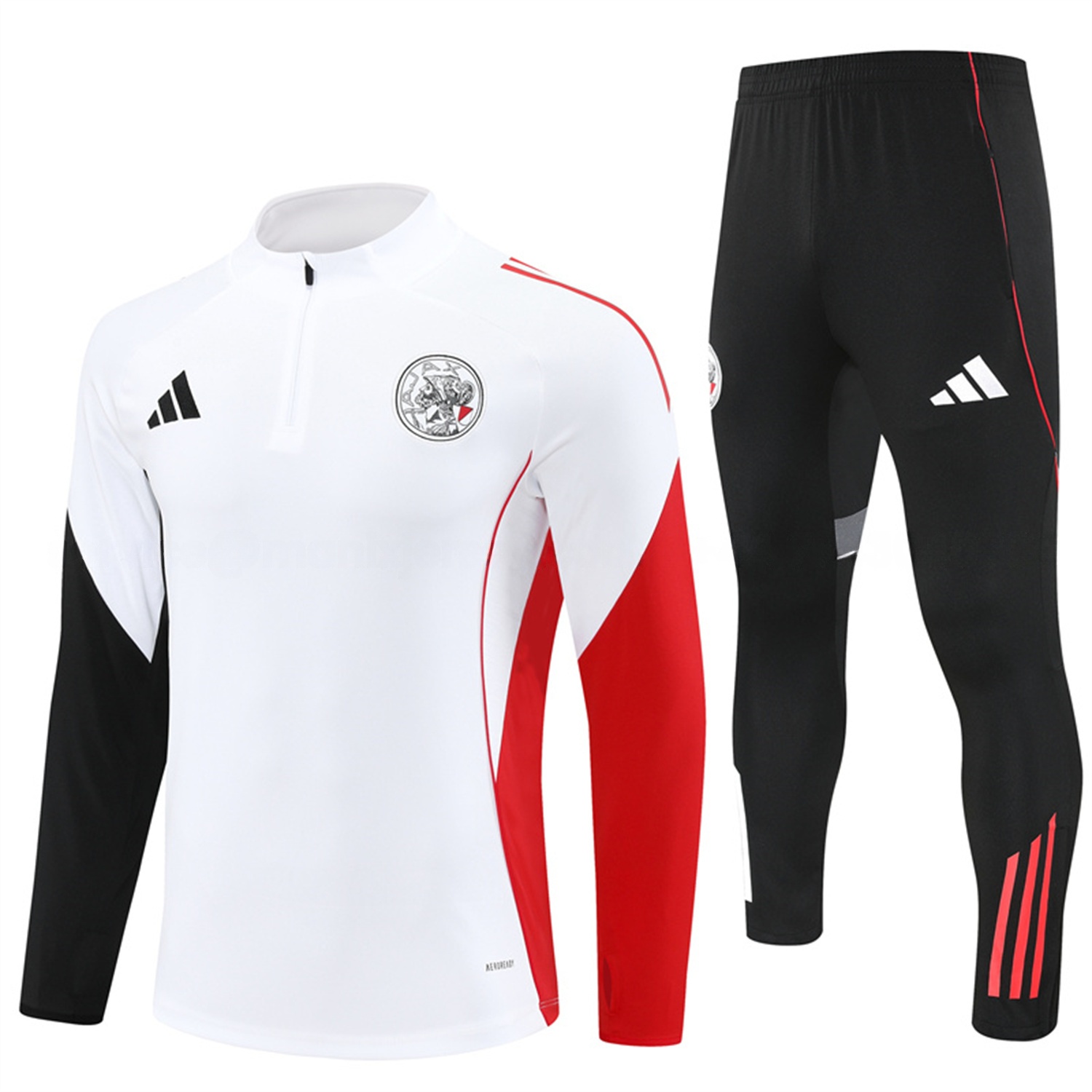 Ajax 25-26 Long Sleeve Training Set - White Top and Black Pants - ManixJersey