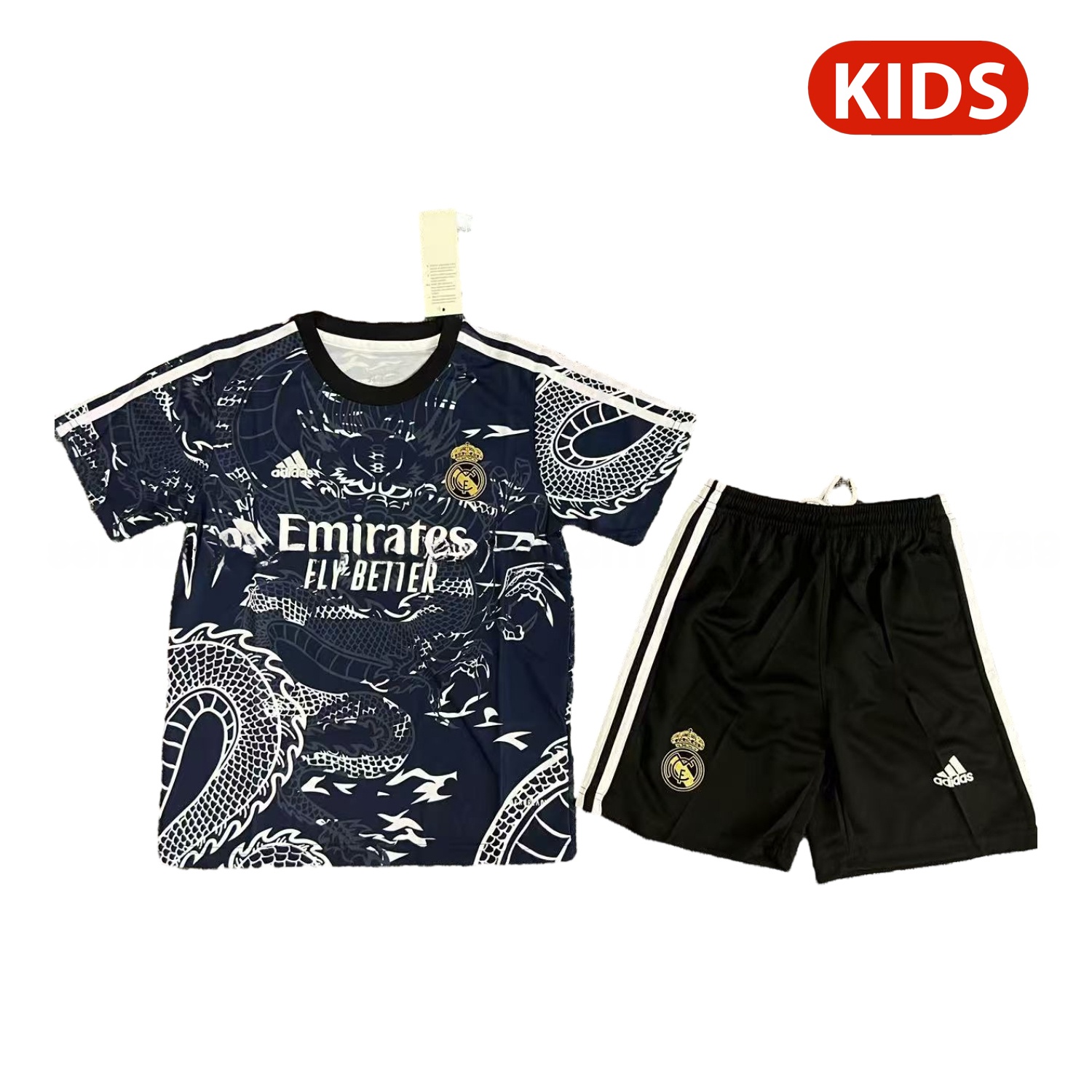 Real Madrid 25-26 White Dragon Black Special Kids Kit - ManixJersey