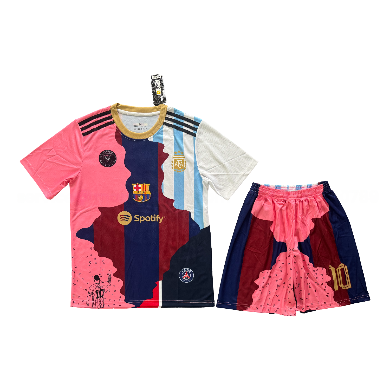 Messi Career Commemorative Men's Adult Jersey Set - Fans Versionwith Messi #10 - Barcelona Argentina Paris Saint-Germain PSG INT M.A.M - ManixJersey