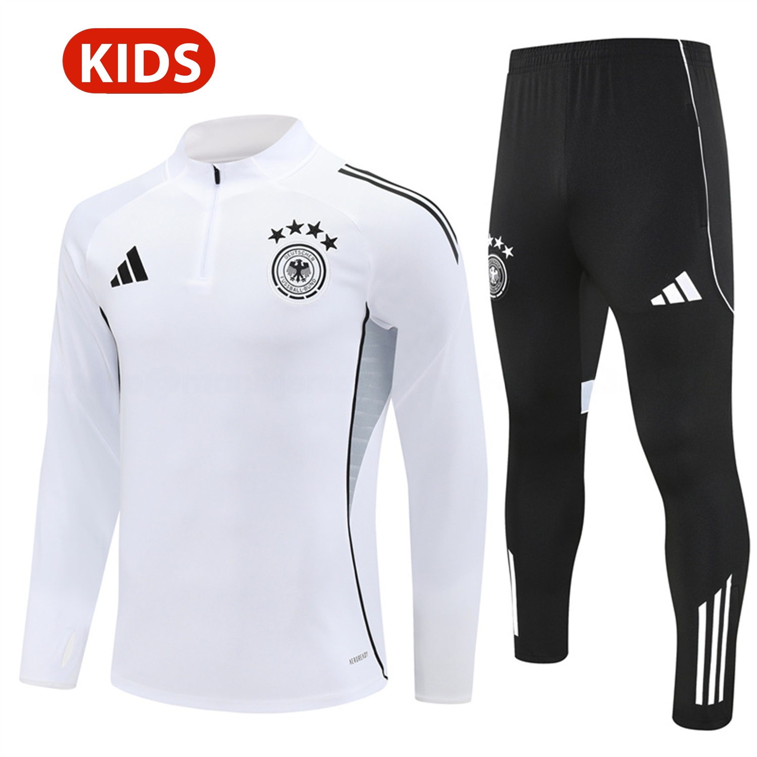 Germany 25-26 Kids Long Sleeve Training Set - White Top and Black Pants - ManixJersey