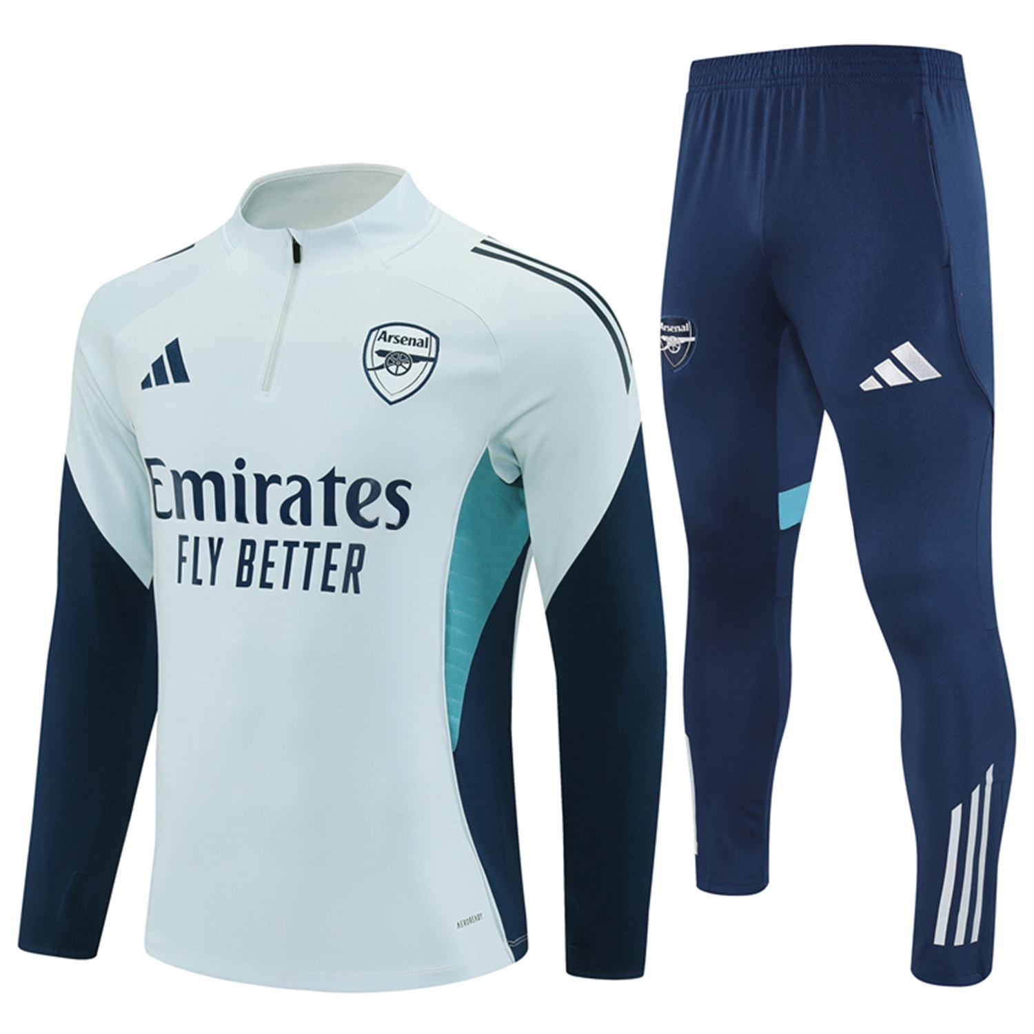 Arsenal 25-26 Long Sleeves Training Set - Light Grey Top & Blue Pants - ManixJersey