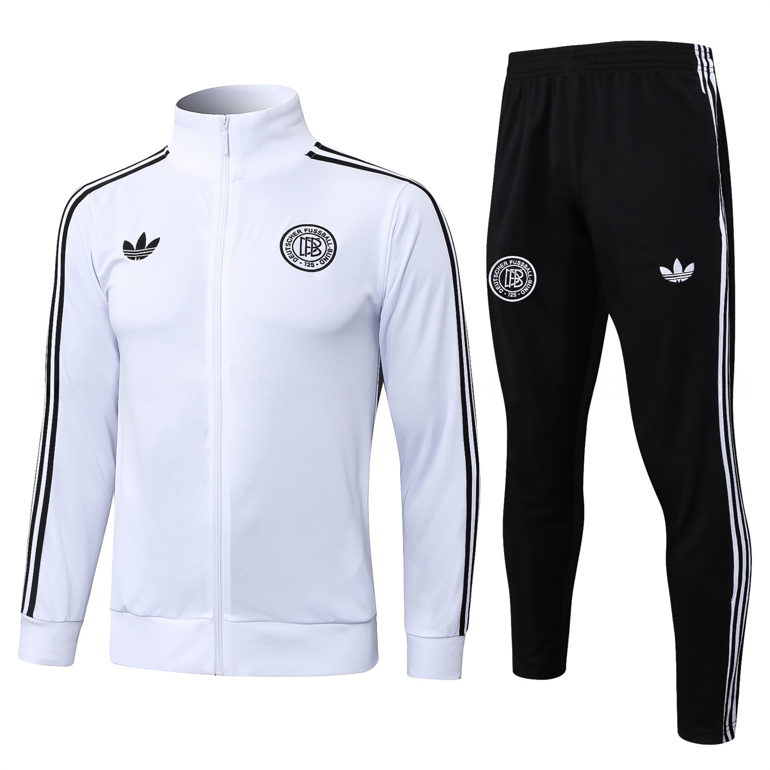 Germany 25-26 125th Anniversary Jacket Training Tracksuit - White Jackets & Black Pants - ManixJersey