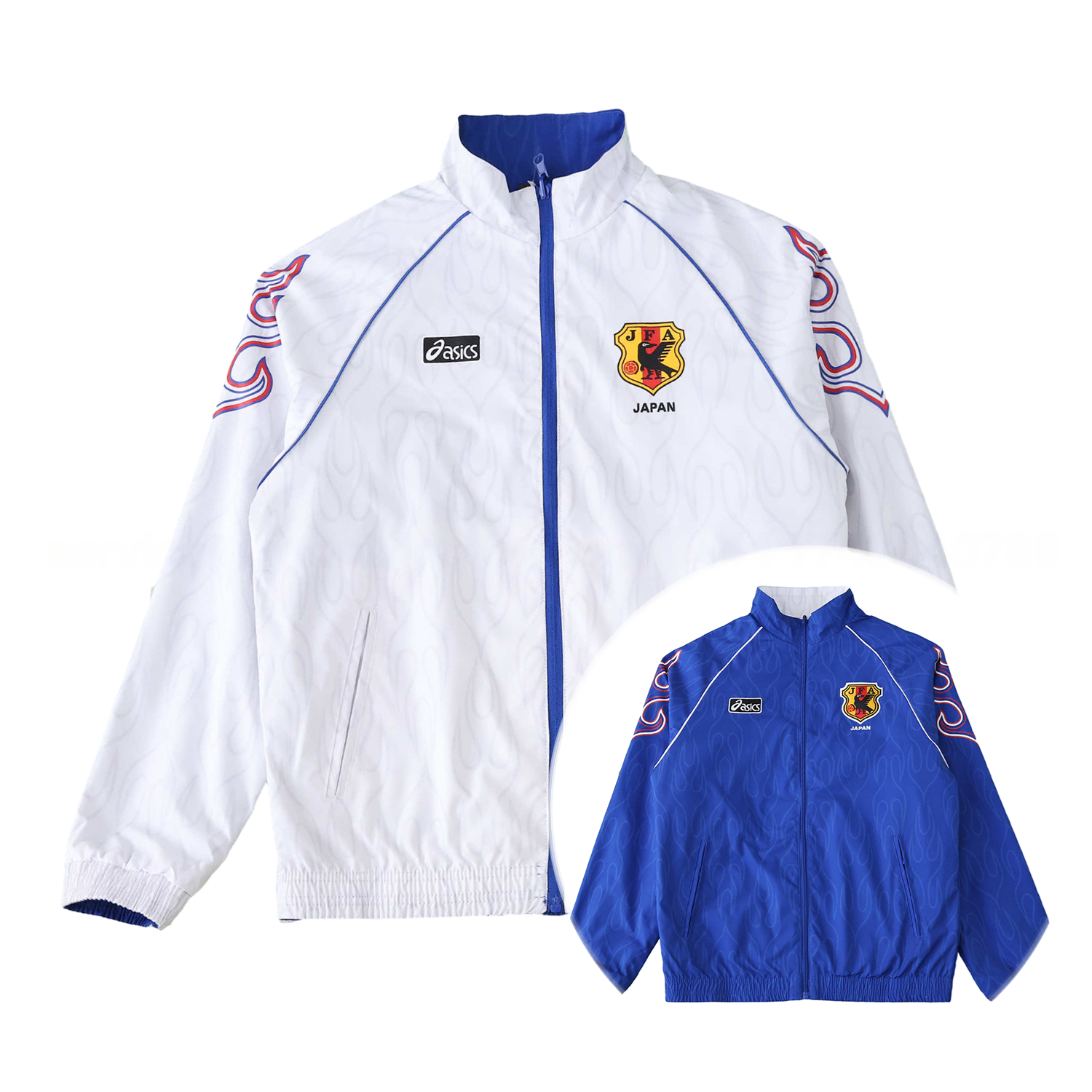 Retro Japan 1998 Throwback Double Sided Reversible Windbreaker - White & Blue - ManixJersey