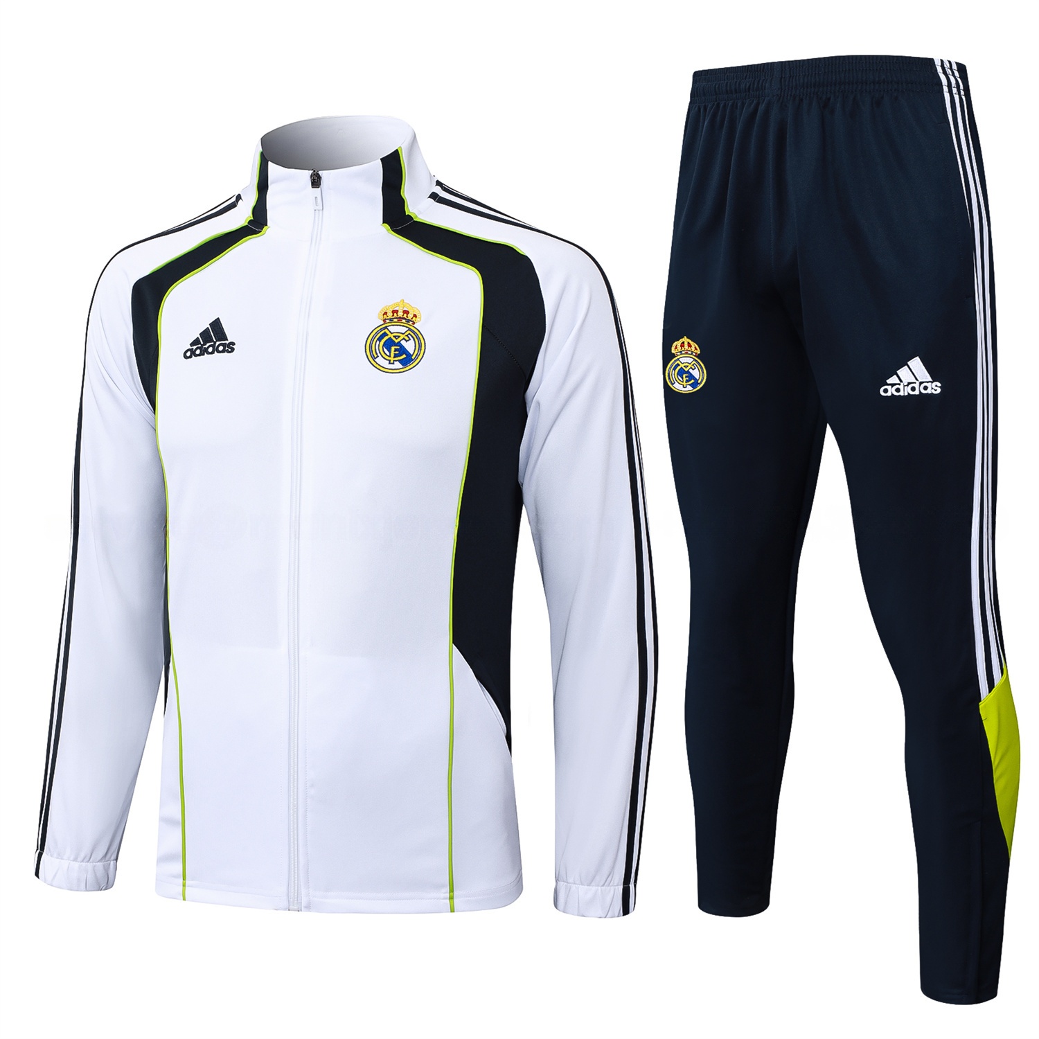 Real Madrid 25-26 Jacket Training Tracksuit - White Throwback Jackets & Black Pants - ManixJersey