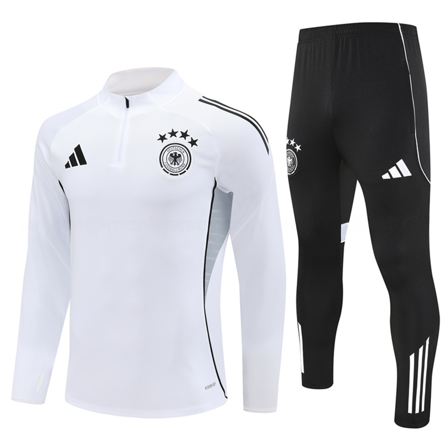 Germany 25-26 Long Sleeve Training Set - White Top and Black Pants - ManixJersey