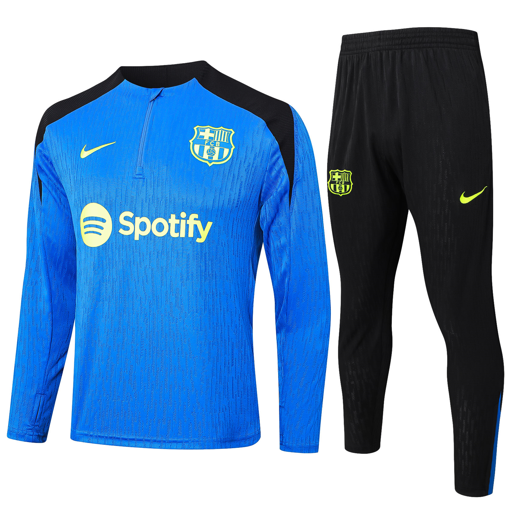 Barcelona 24-25 Long Sleeve Training Set - Player Version - Blue Top and Black Pants - ManixJersey