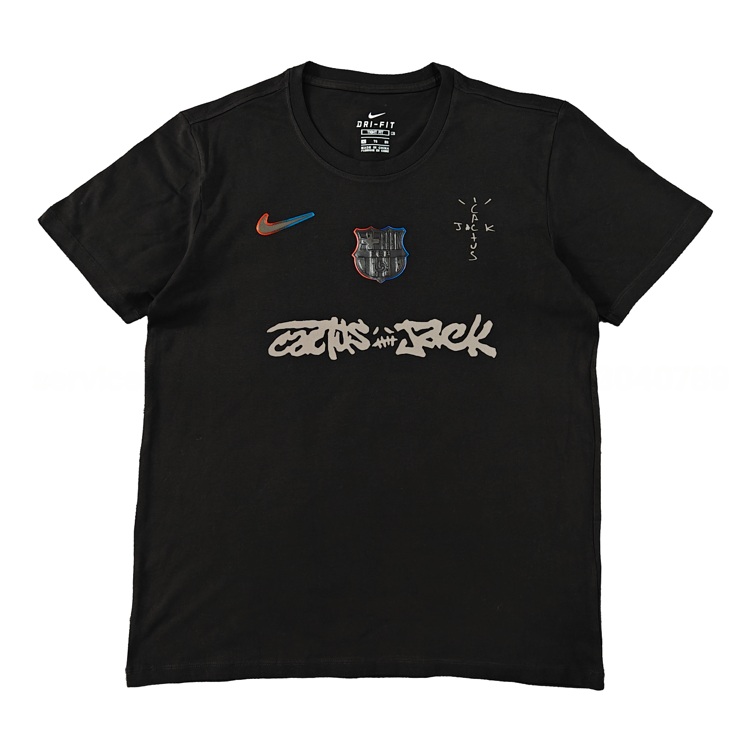 Barcelona x Travis Scott 25-26 Black T-shirt with Grey ICON - ManixJersey