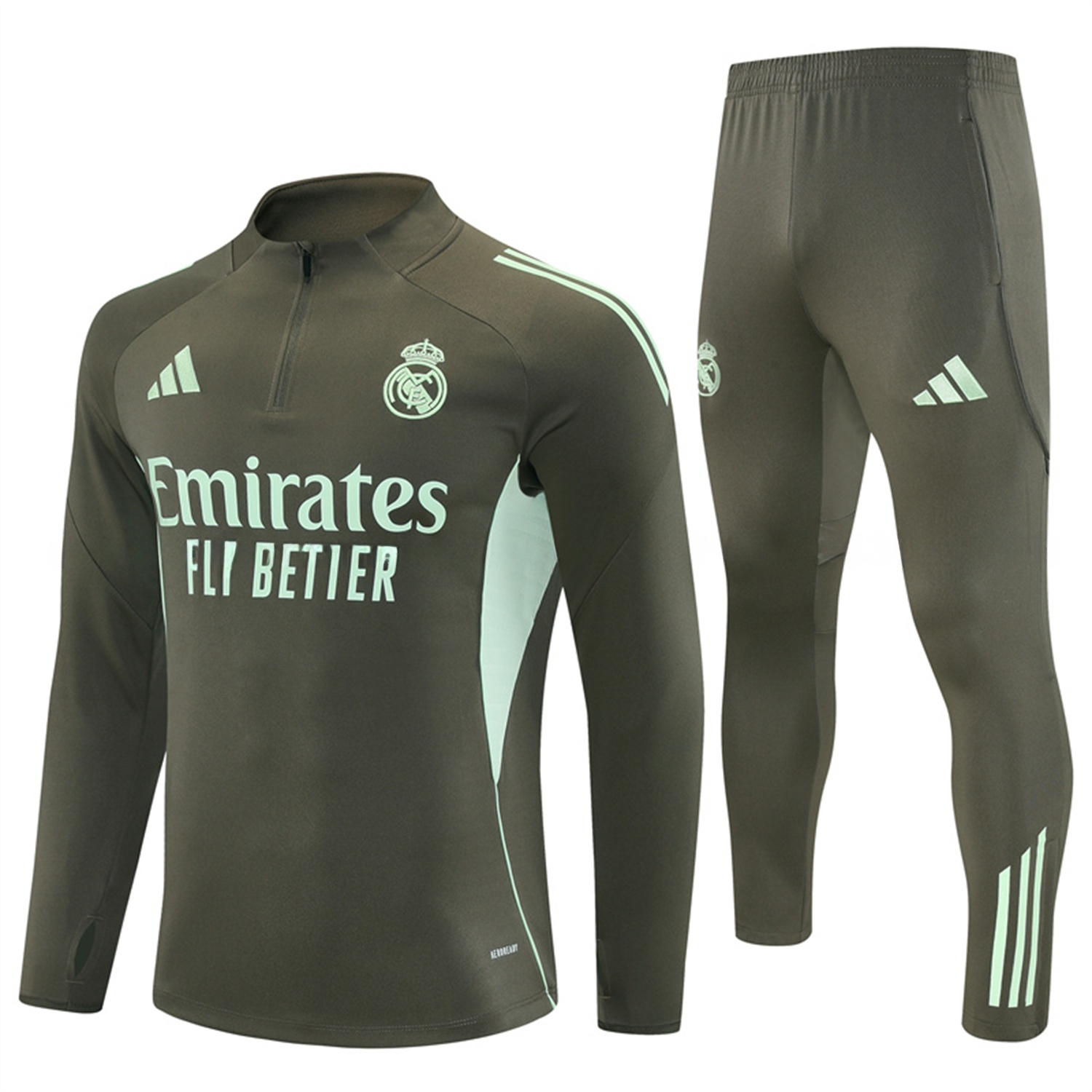 Real Madrid 25-26 Long Sleeve Training Set - Army Green Top & Pants - ManixJersey
