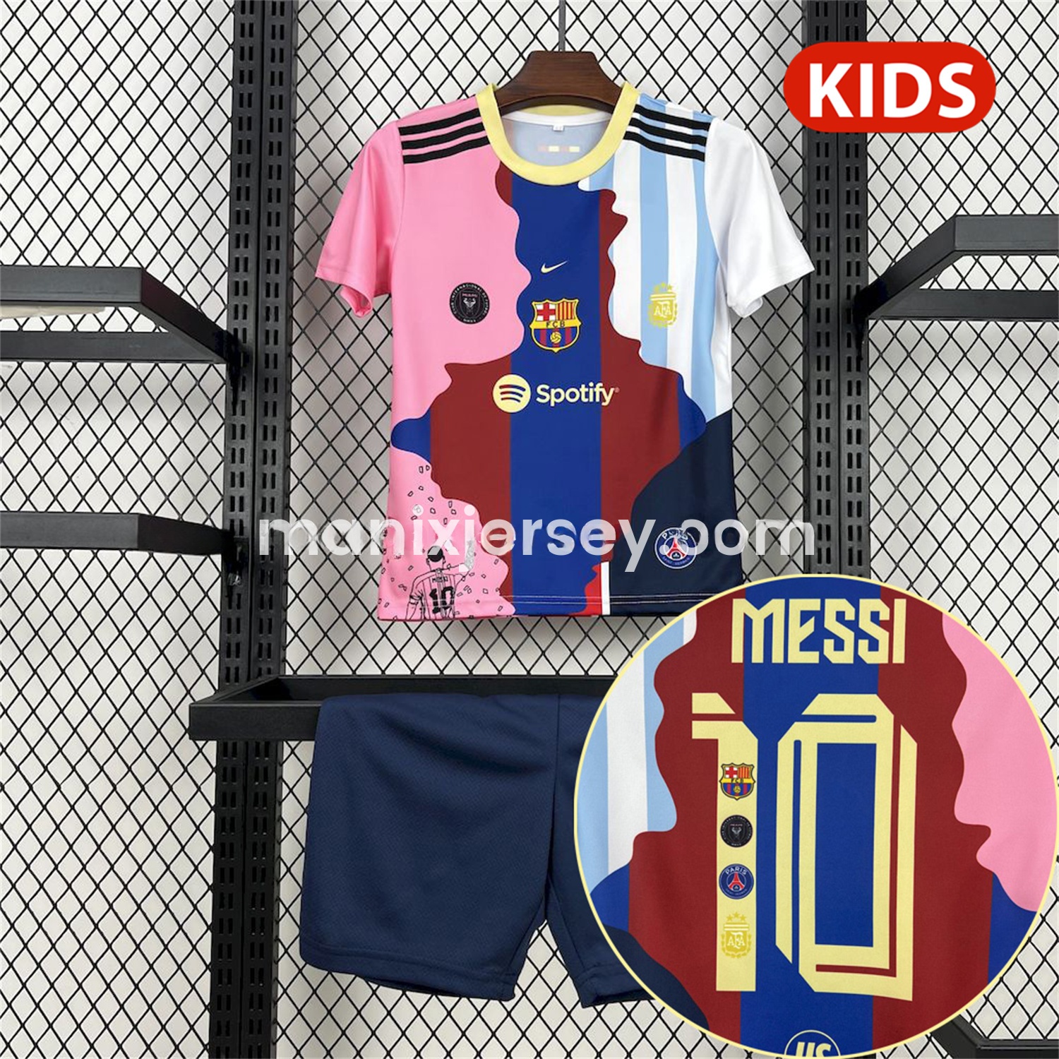 Messi Career Commemorative Kids Kit with Messi #10 - Barcelona Argentina Paris Saint-Germain PSG INT M.A.M - ManixJersey