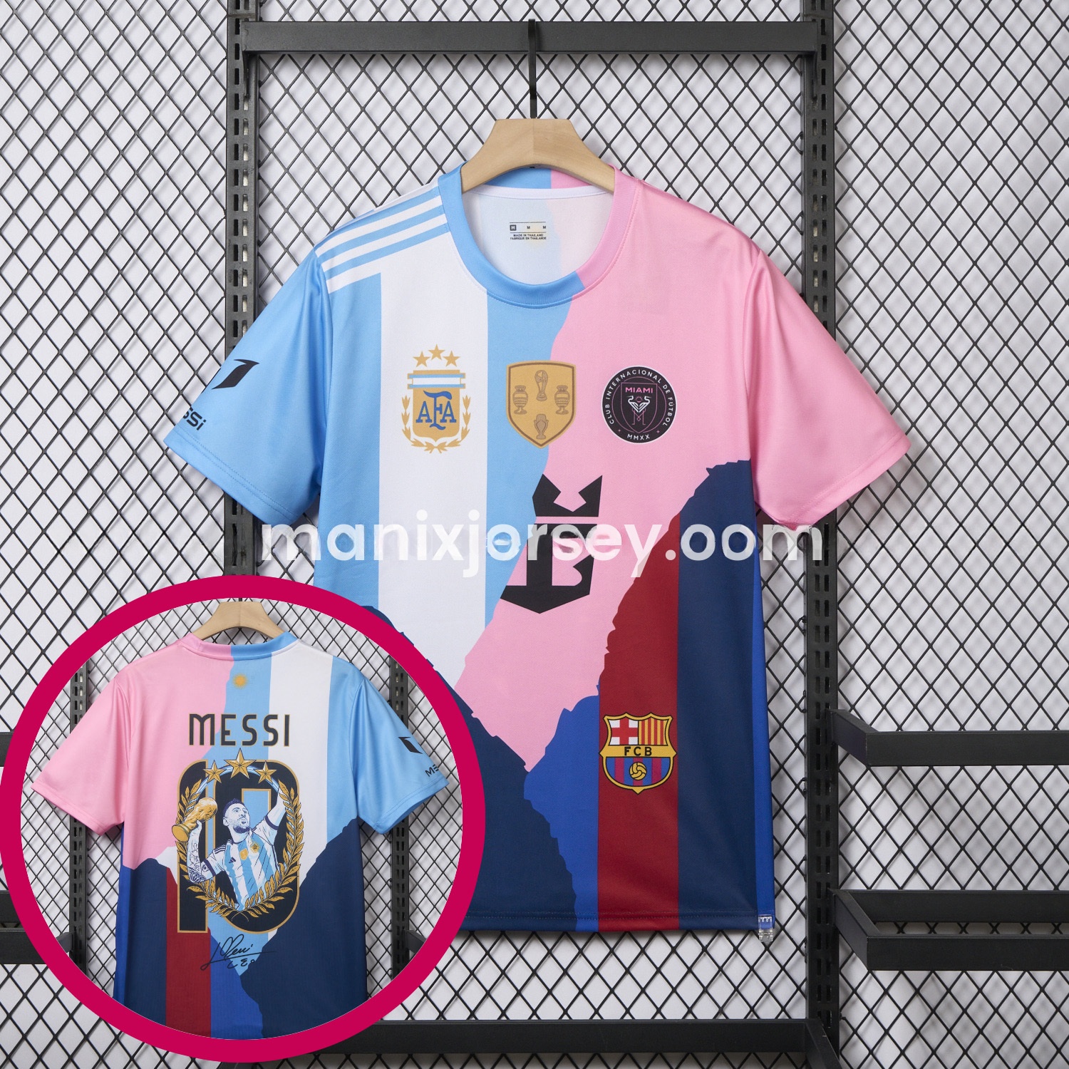 Messi Career Commemorative Jersey - Fans Version - Argentina INT M.A.M Barcelona - with 10 Special Font - ManixJersey