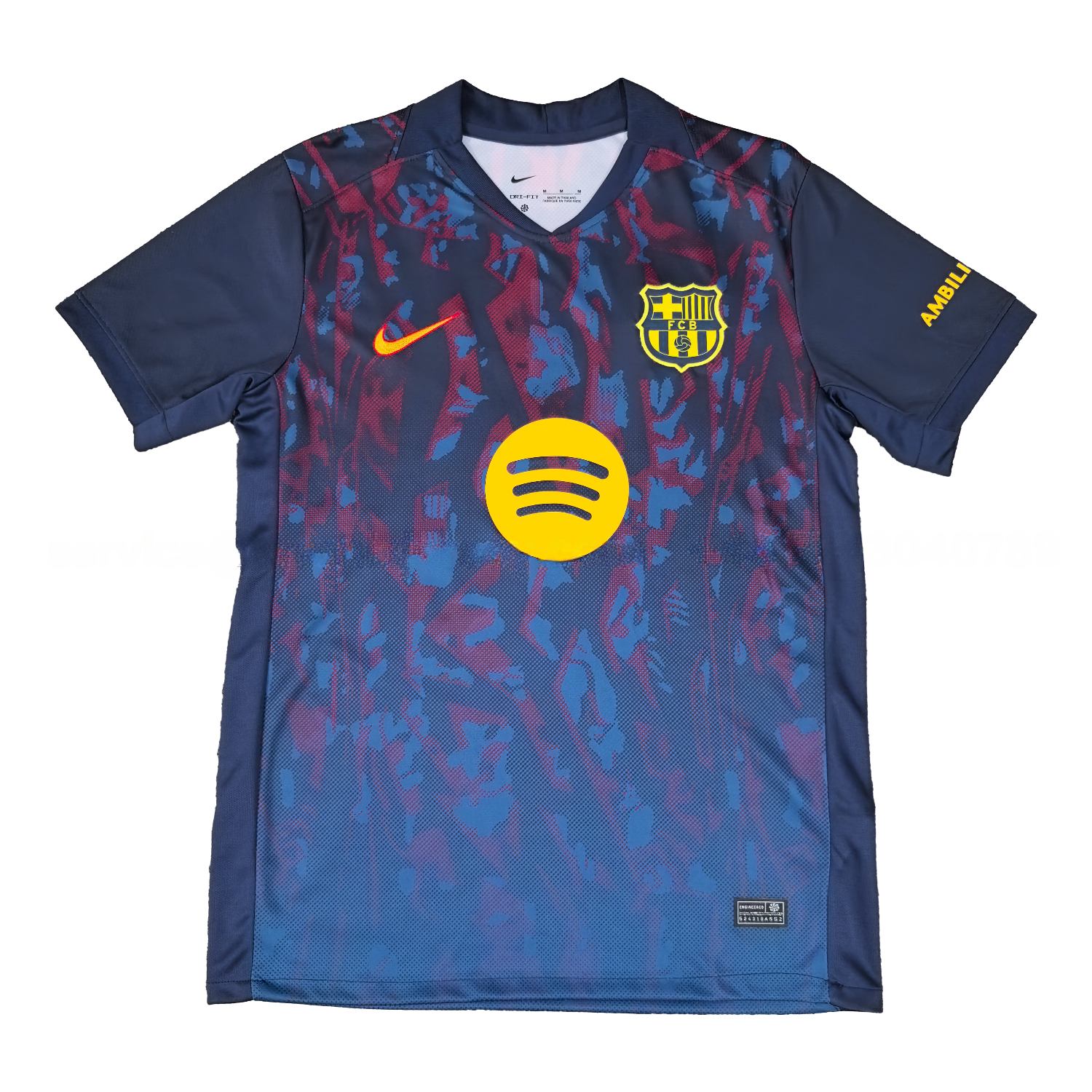 Barcelona 25-26 Deep Blue Training Jersey with Red and Blue Tree Pattern - Fans Version - ManixJersey