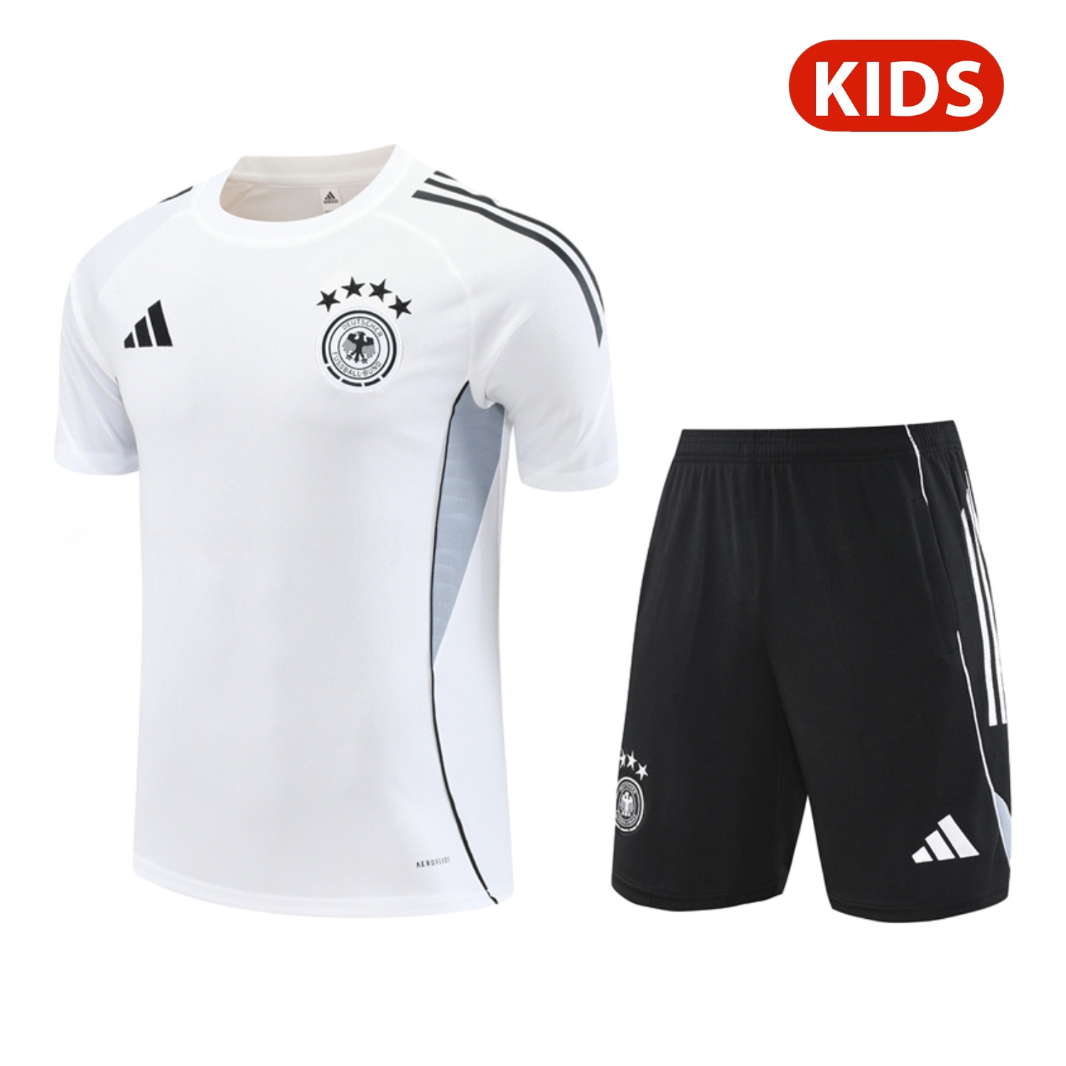 Germany 25-26 Kids Short-Sleeve Training Set - White Top & Black Shorts - ManixJersey