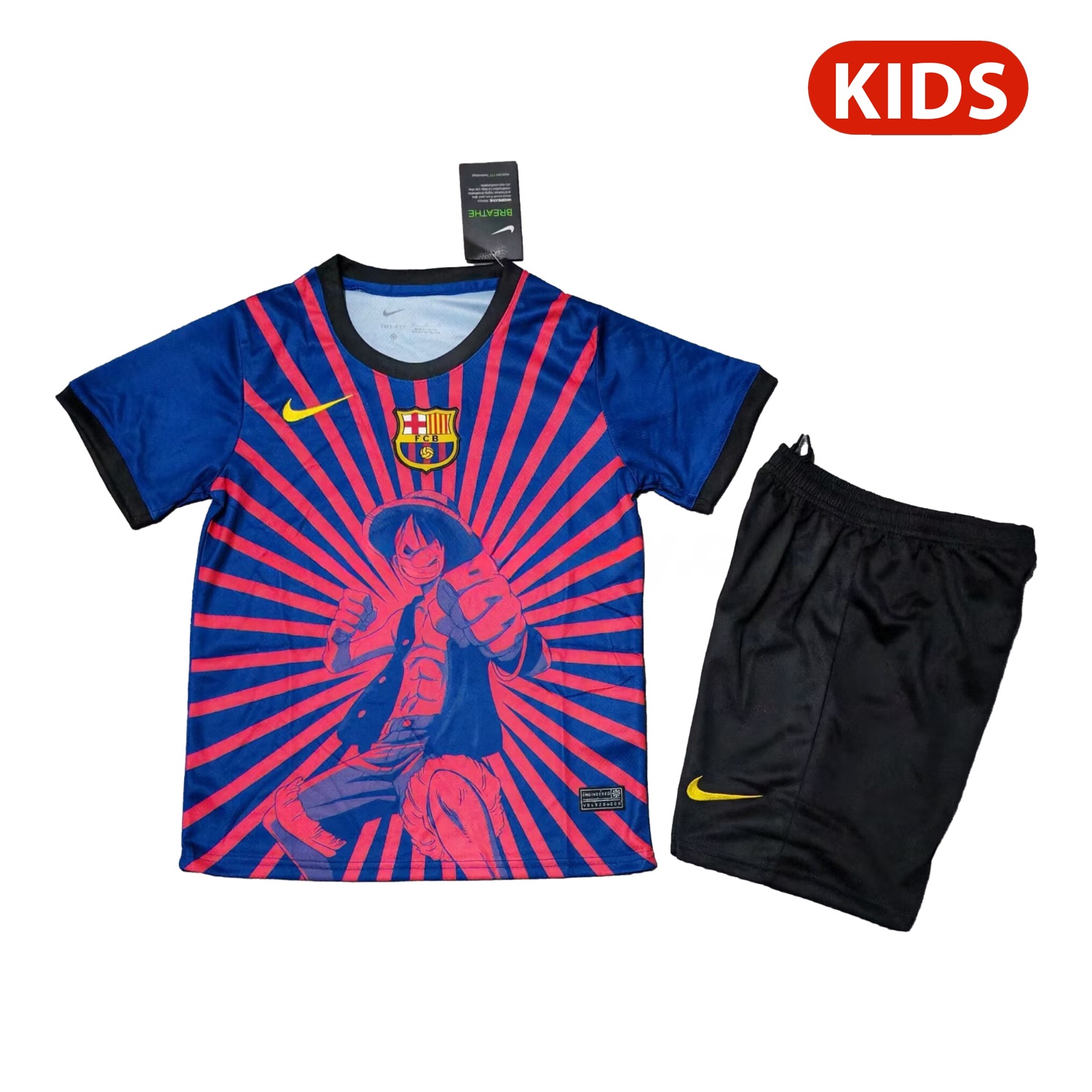 Barcelona 25-26 One Piece Red Silhouette Special Blue Kids Kit - ManixJersey