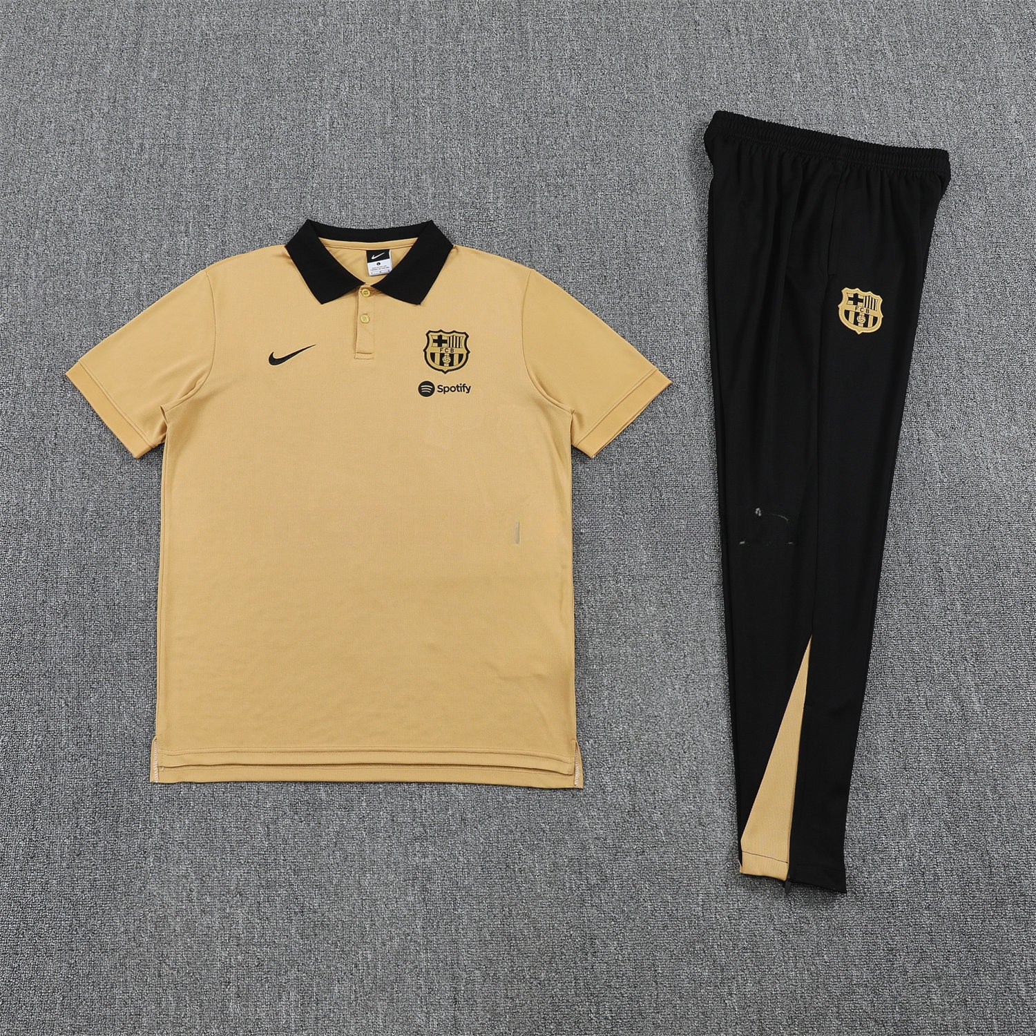 Barcelona 25-26 POLO Short-Sleeve Training Set - Light Brown Top and Black Pants - ManixJersey
