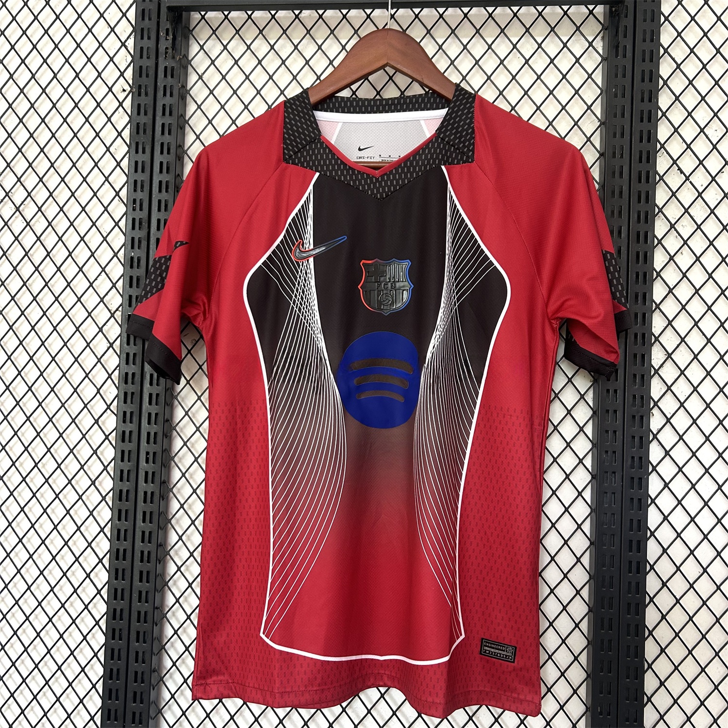 Barcelona 25-26 T90 White Black Lines Red Jersey - Fans Version - ManixJersey