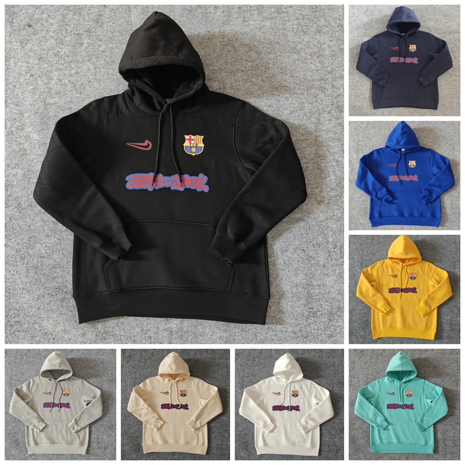 Barcelona x Travis Scott Team Logo On Both Sides Unisex Pullover Hoodie - ManixJersey