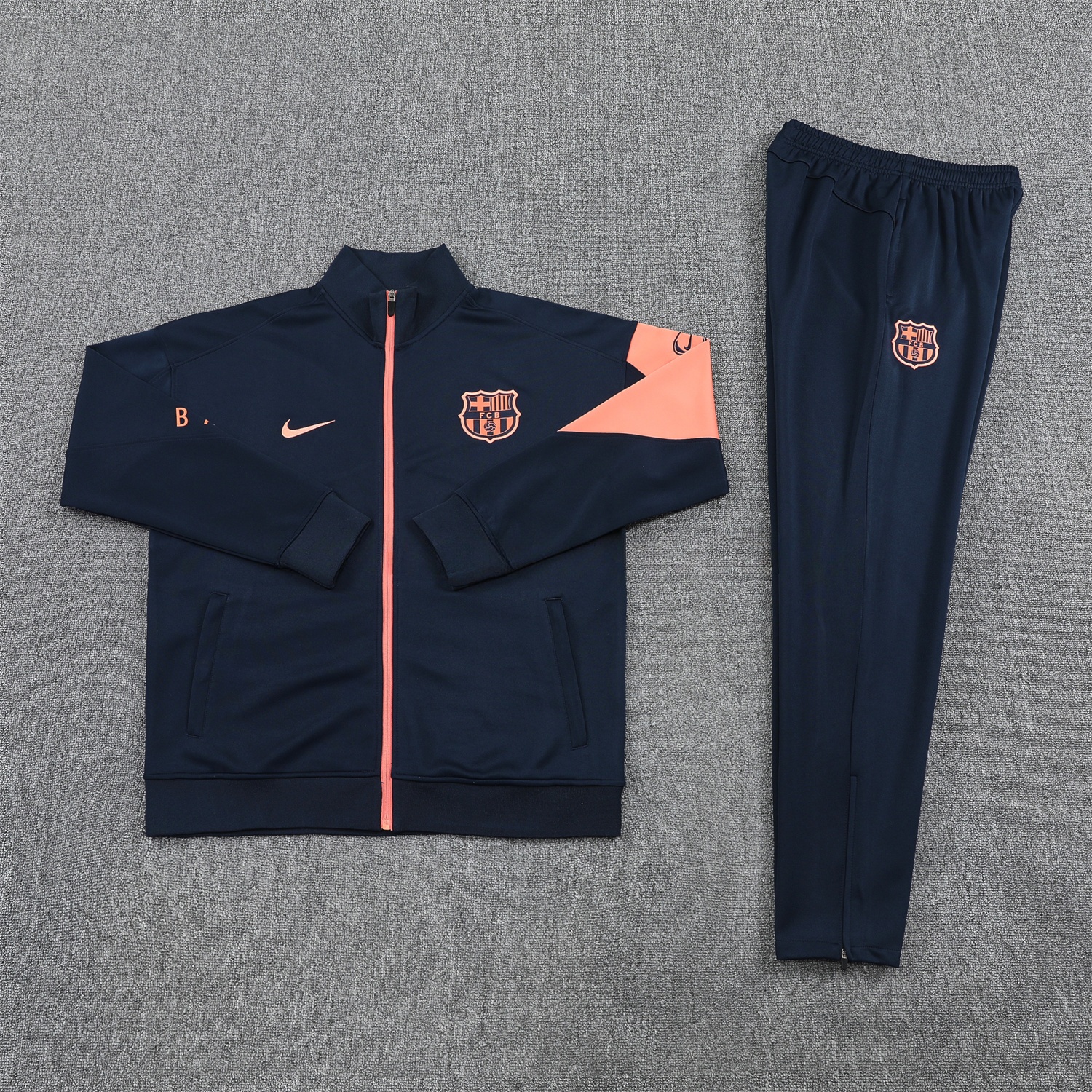 Barcelona 25-26 Jacket Training Tracksuit - Black Orange Jackets & Black Pants - ManixJersey