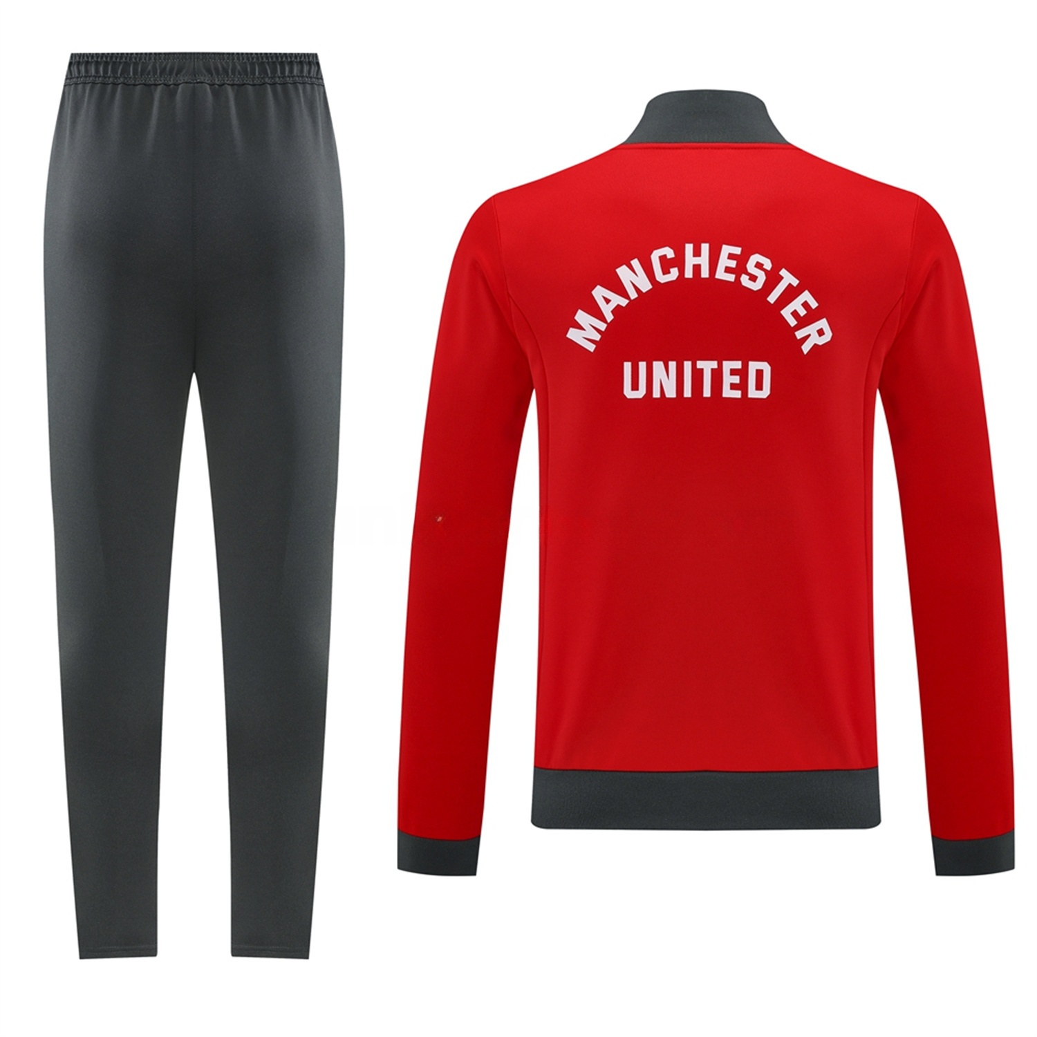 Manchester United 24-25 Throwback Jacket Training Tracksuit - Red Jackets & Grey Pants - ManixJersey