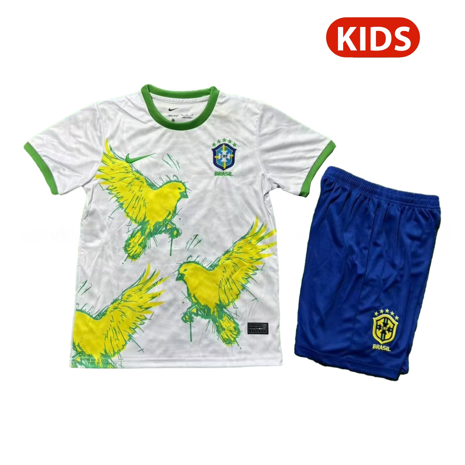 Brazil 25-26 Yellow Peace Dove White Special Kids Kit - ManixJersey