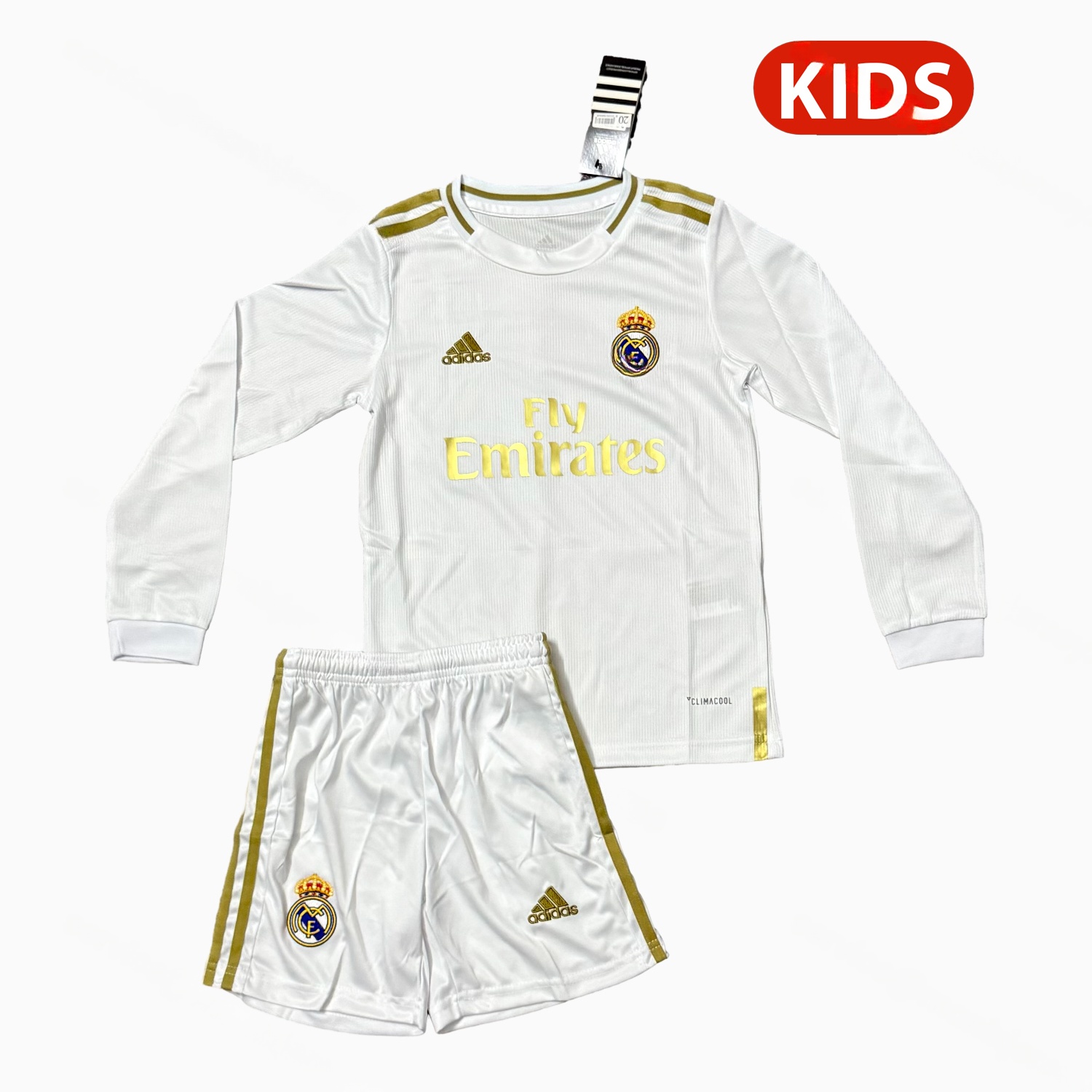 Retro Real Madrid 19-20 Home Long Sleeves Kids Kit - ManixJersey