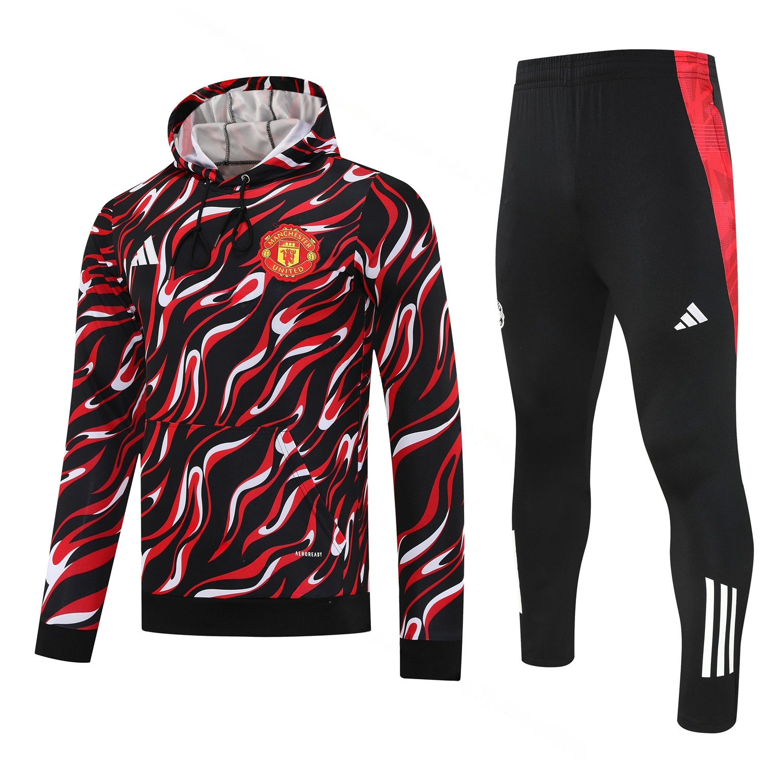 Manchester United 25-26 Traning Hoodie Set - Flowing Red Hoodie With Black Pants - ManixJersey
